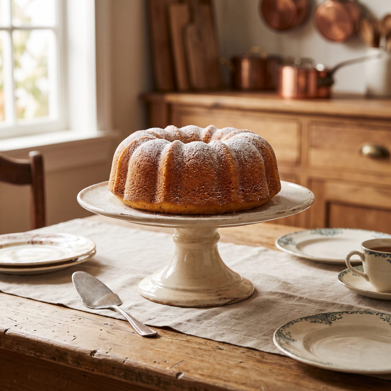 A Bundt Cake on a Reusable Cake Stand