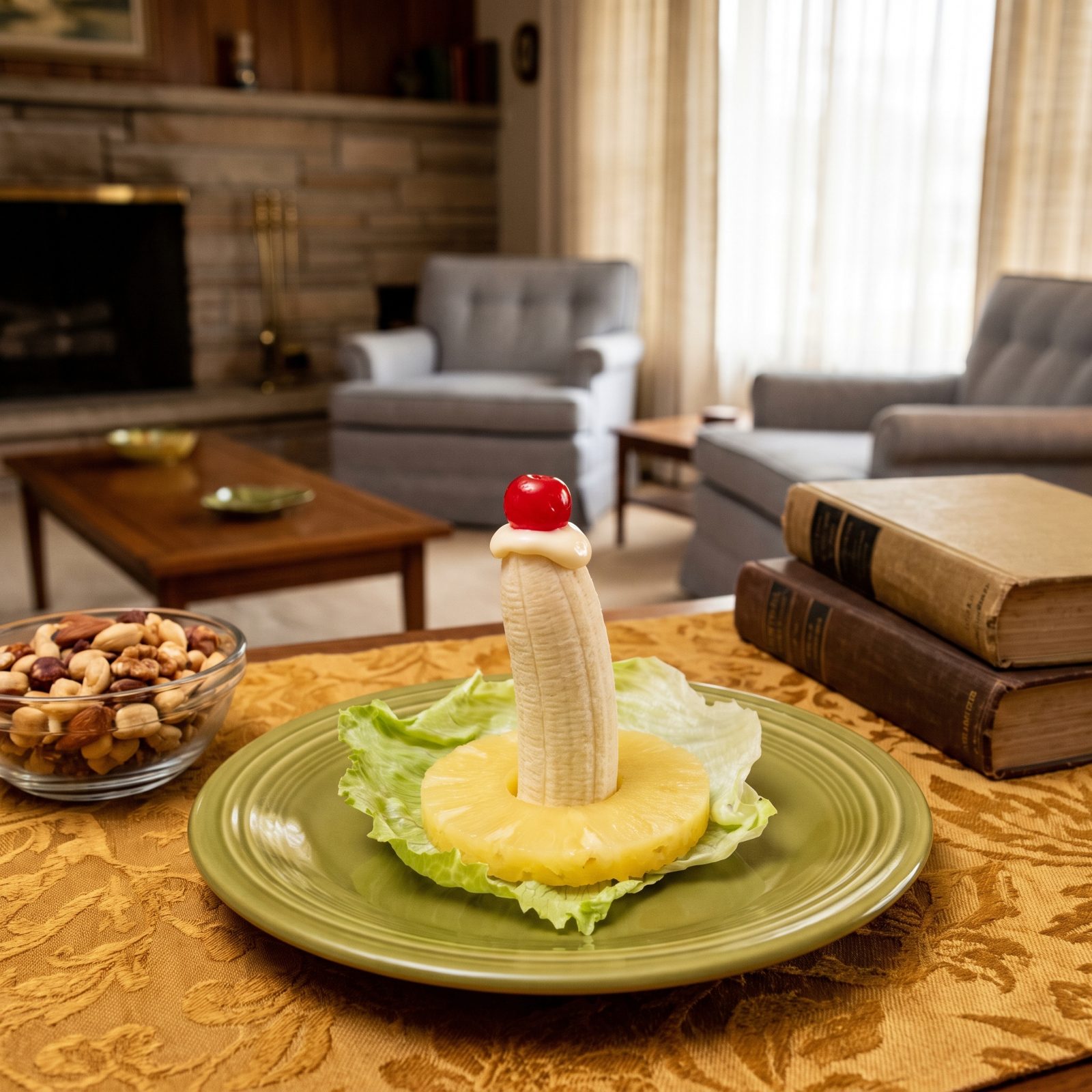 Candle Salad Made With Bananas and Pineapple Rings