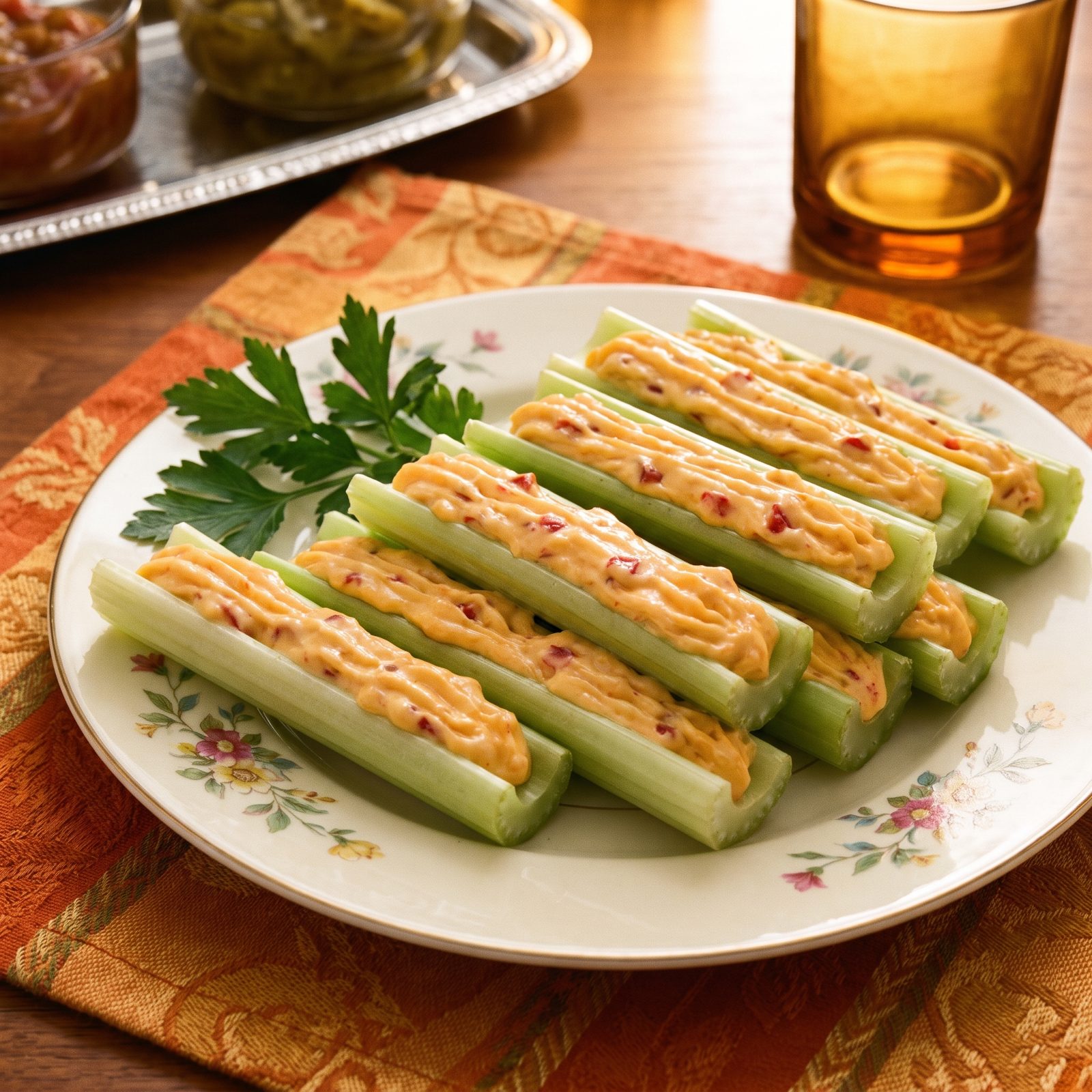 Celery Stalks Stuffed With Pimento Cheese