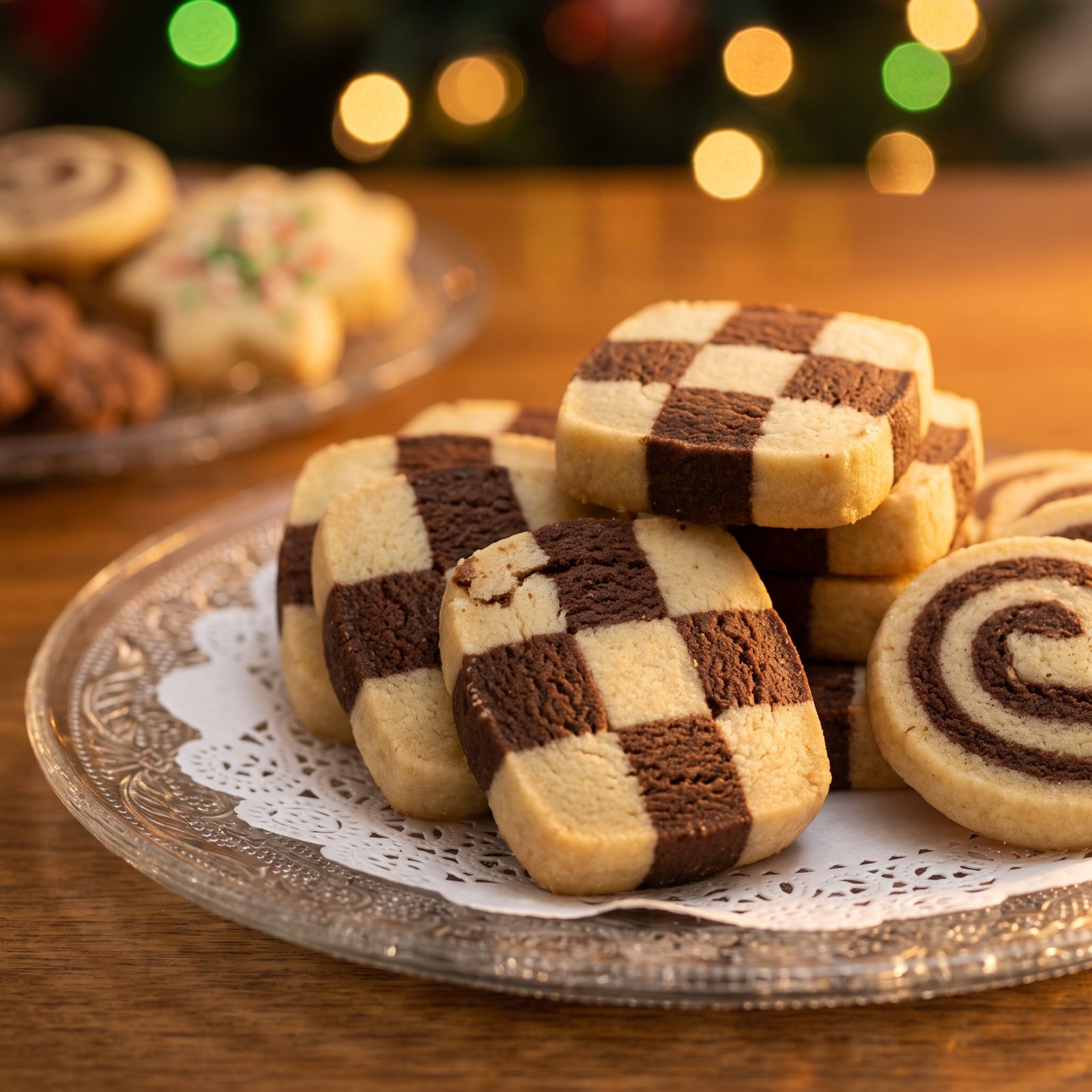 Checkerboard Cookies Sliced From a Log