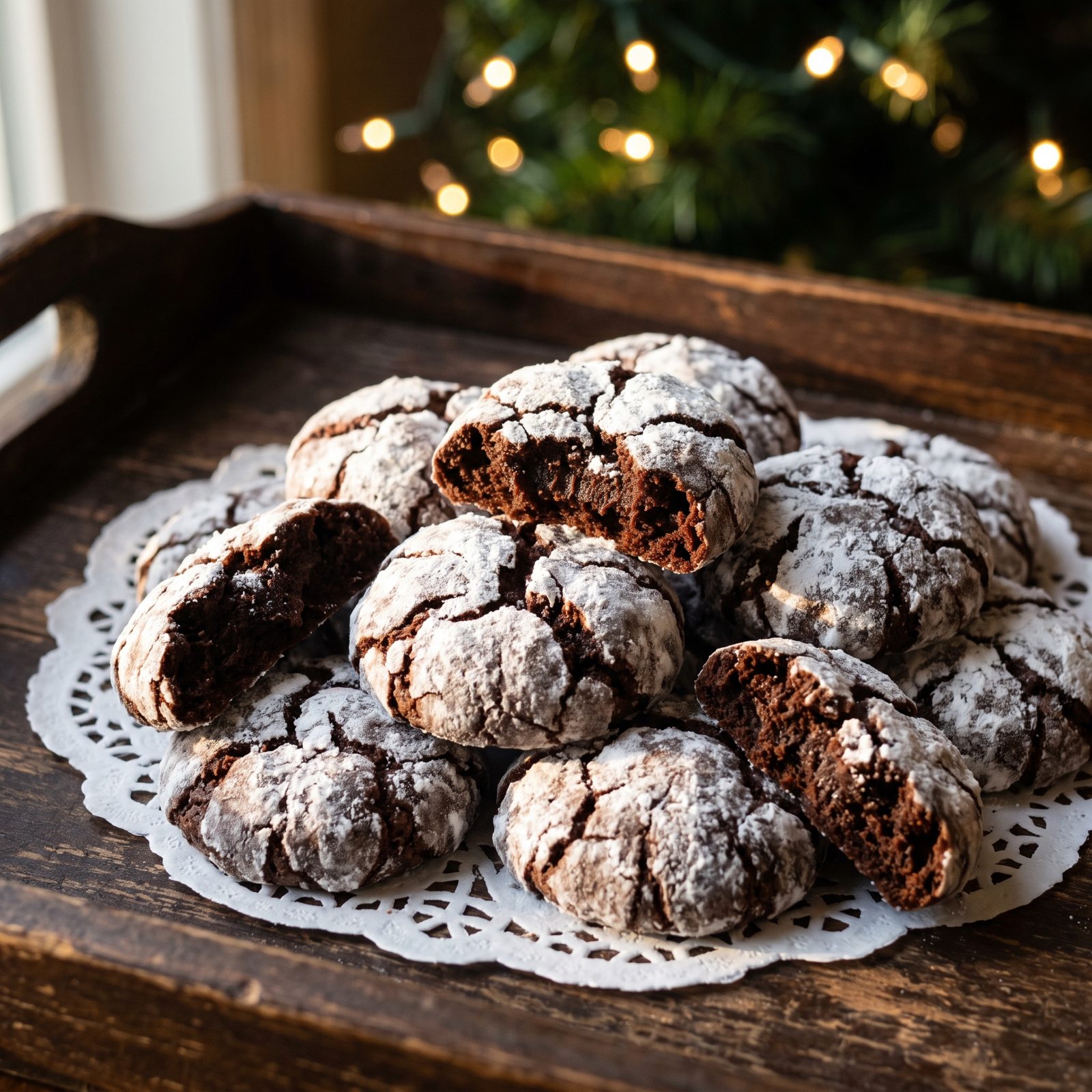Chocolate Crinkle Cookies With Cracked Sugar Tops