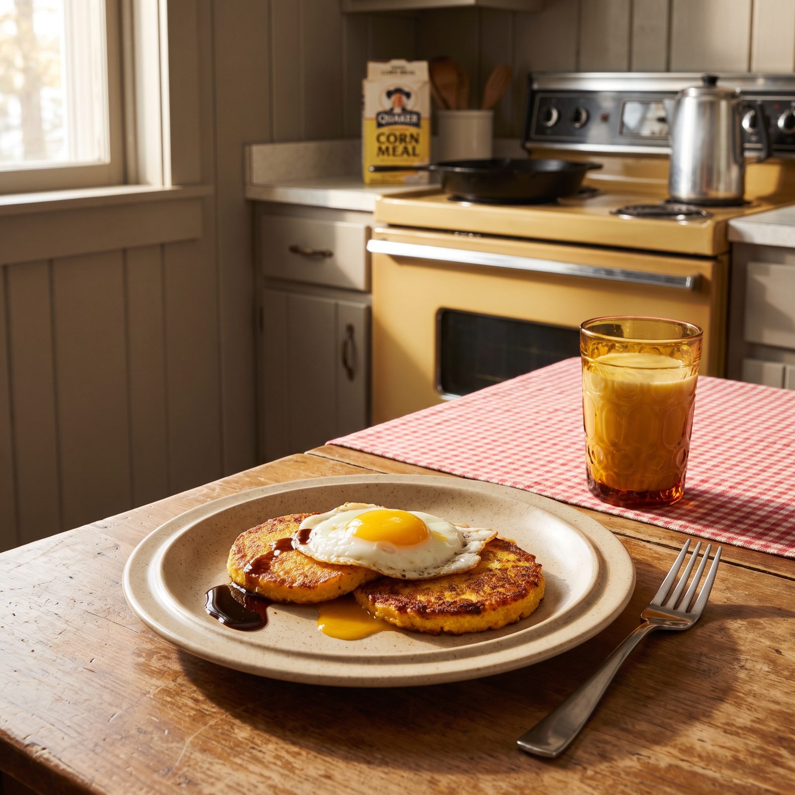 Cornmeal Mush with a Fried Egg on Top