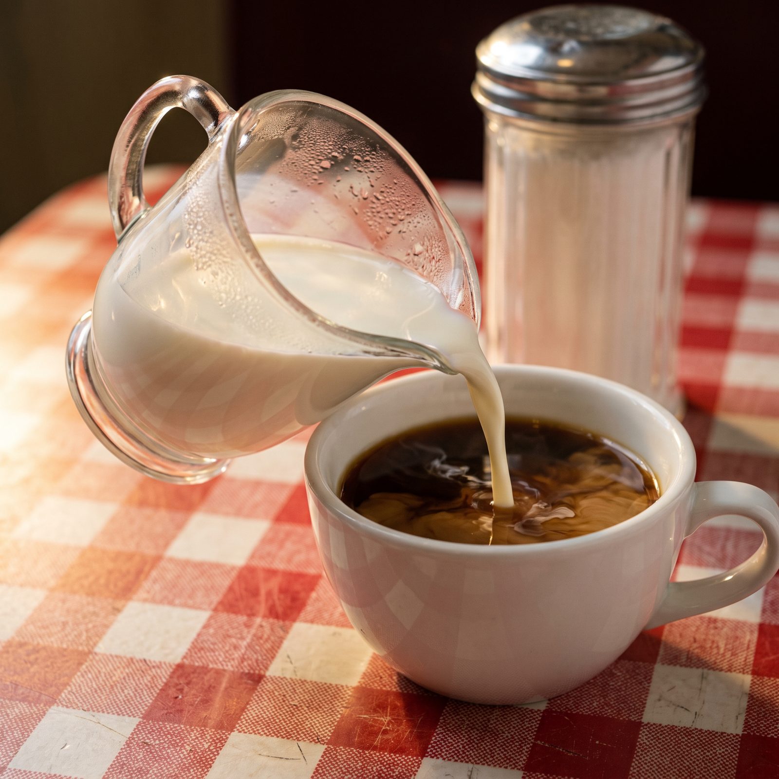 Cream Poured From the Little Glass Pitcher