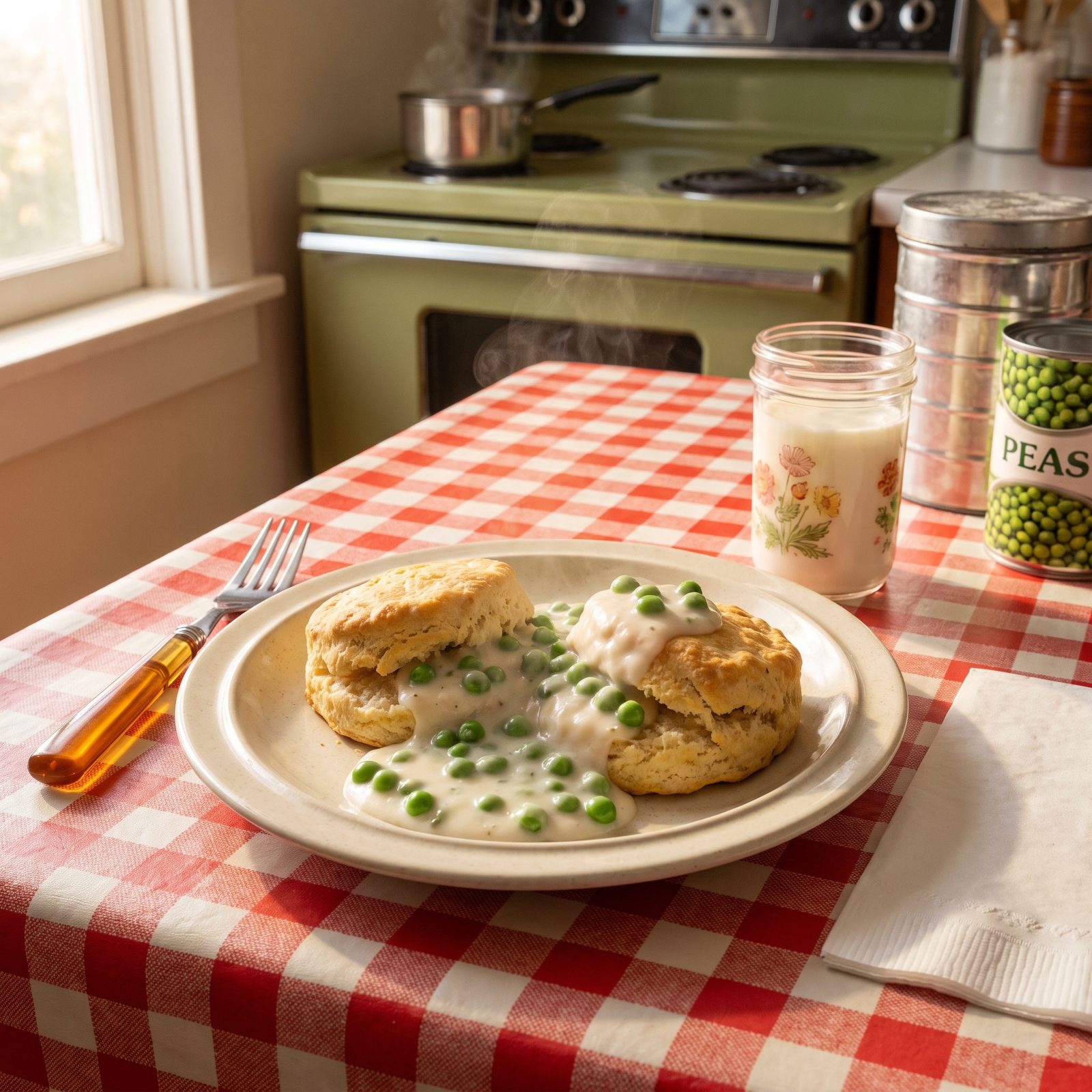 Creamed Peas on Biscuits, Sunday Supper on a Dime