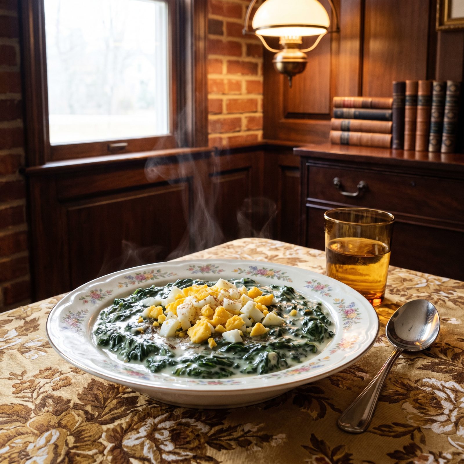 Creamed Spinach Crowned With Chopped Hard-Boiled Egg