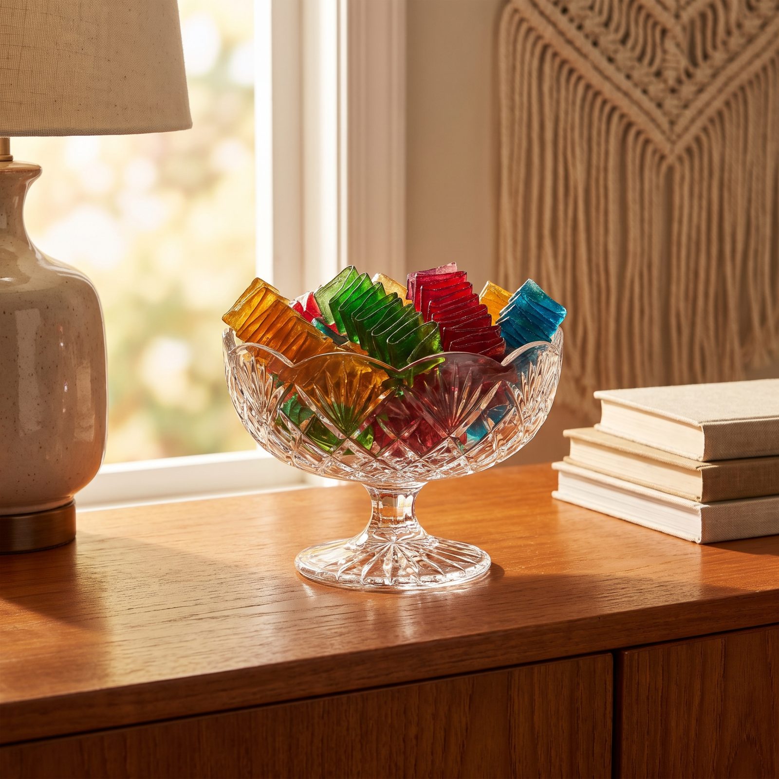 A Crystal Dish of Ribbon Candy on the Sideboard