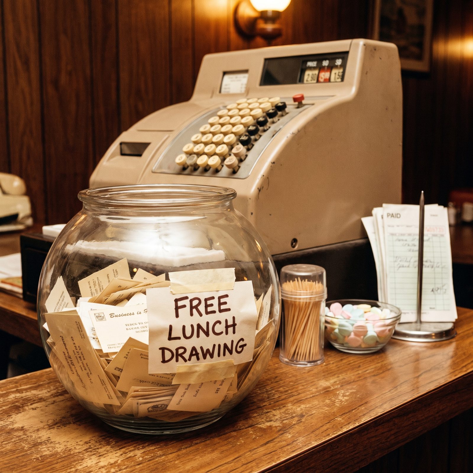 The Fishbowl of Business Cards by the Register