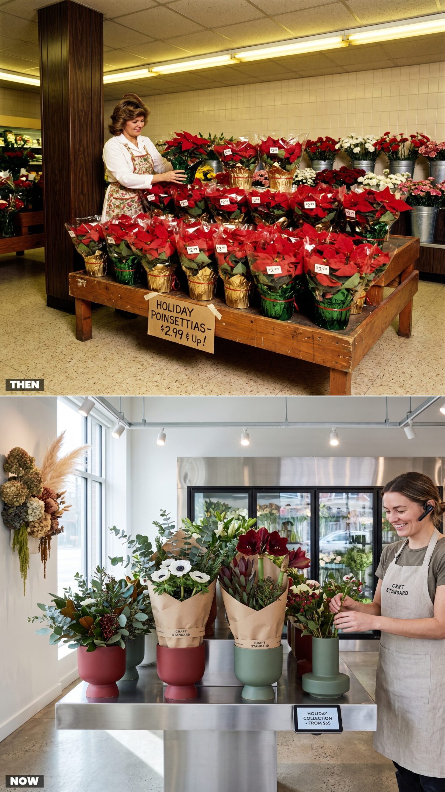 Floral Departments: Cellophane Poinsettias vs. Designer Arrangements