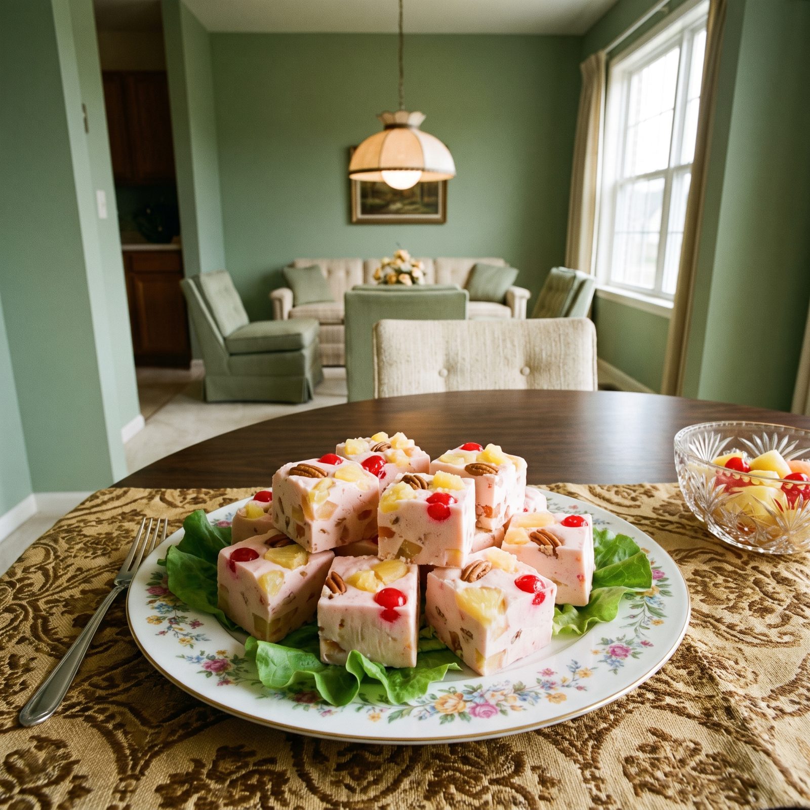 Frozen Fruit Salad Cut Into Neat Squares
