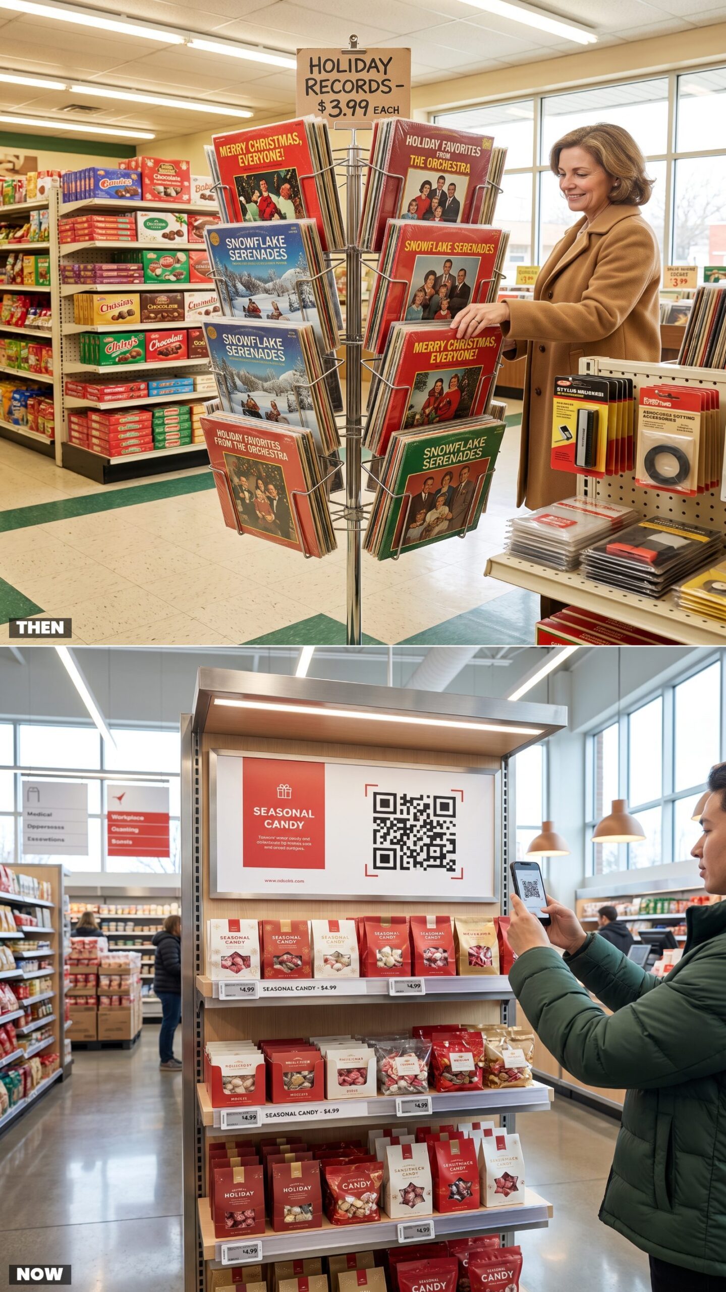 Holiday Music: Christmas LP Racks vs. QR Codes for Streaming