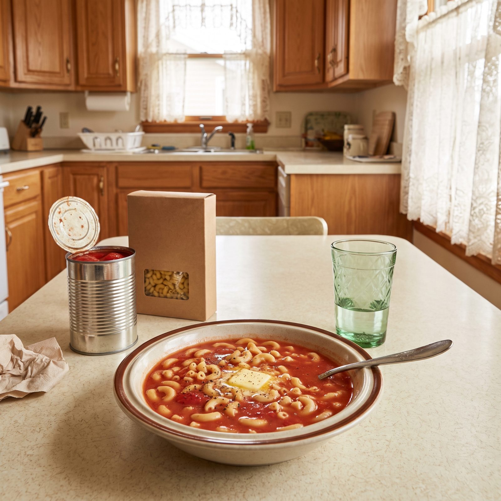 Macaroni and Tomatoes, Two Cans and a Pot