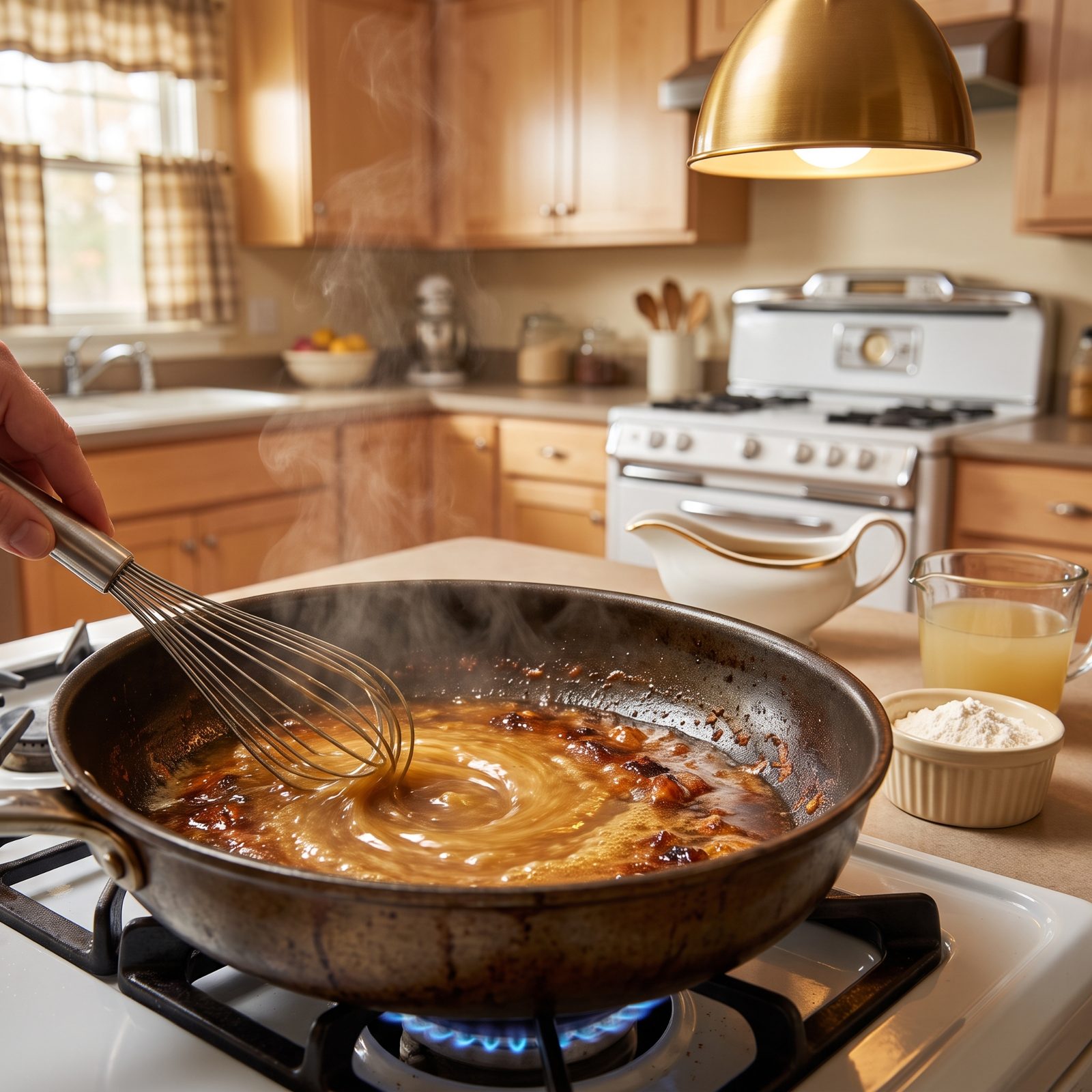 Making Pan Gravy from the Roasting Drippings