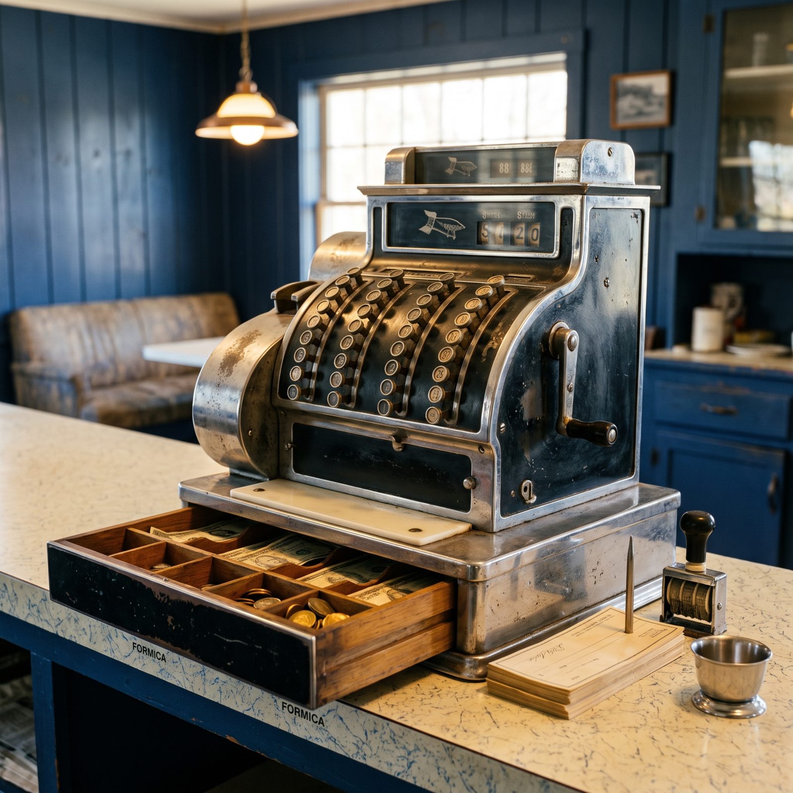 A Mechanical Cash Register with Metal Keys