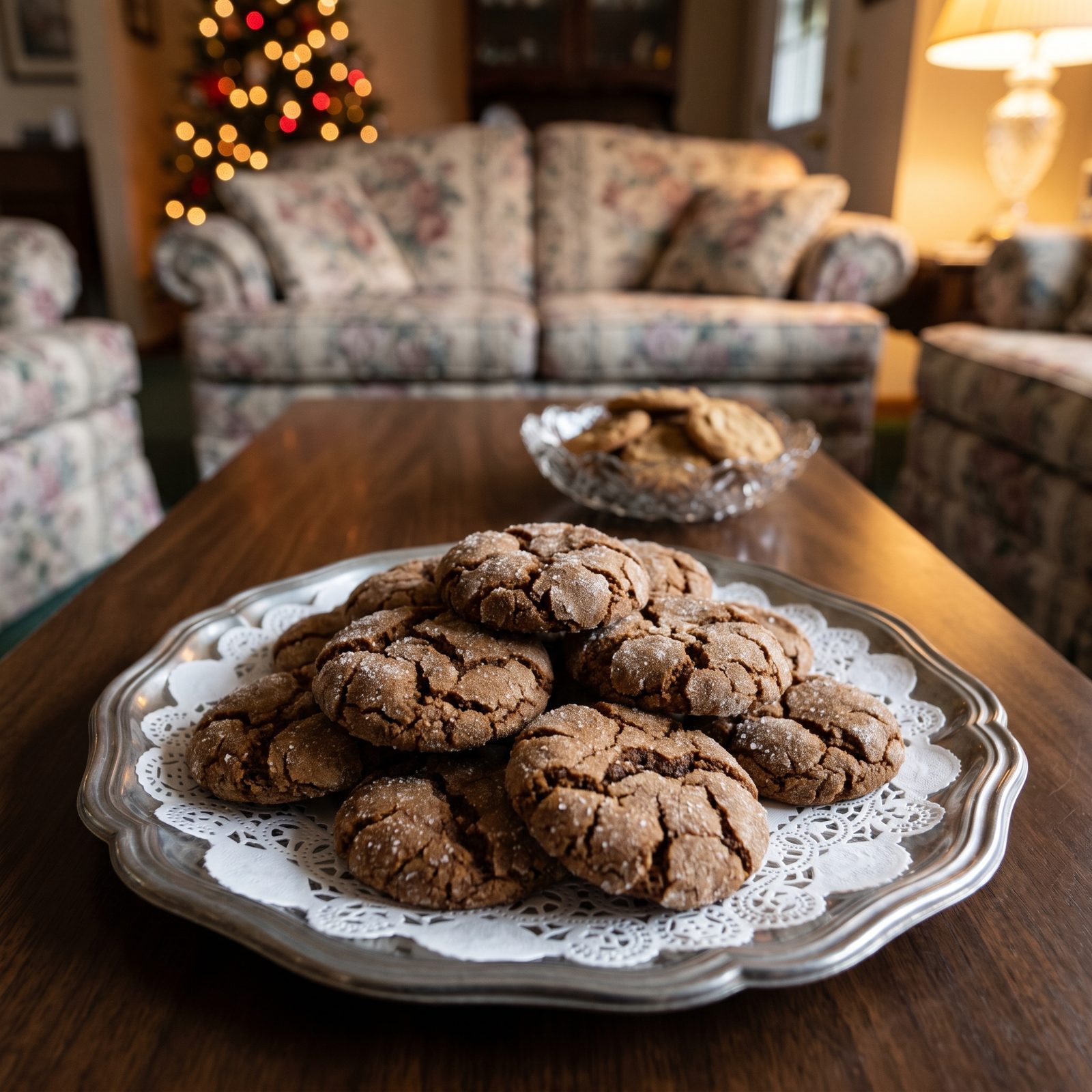 Molasses Crinkle Cookies With Their Crackled Tops