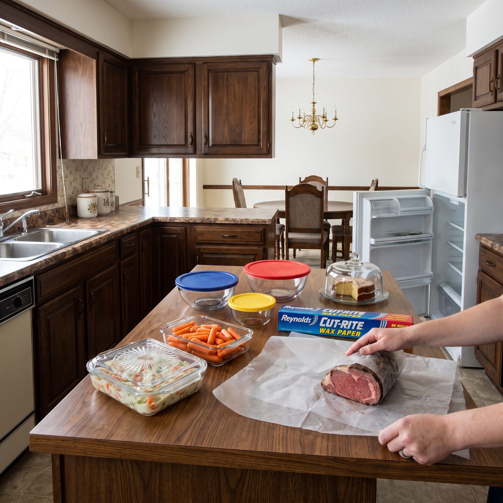 Packing the Leftovers in Waxed Paper and Glass Bowls
