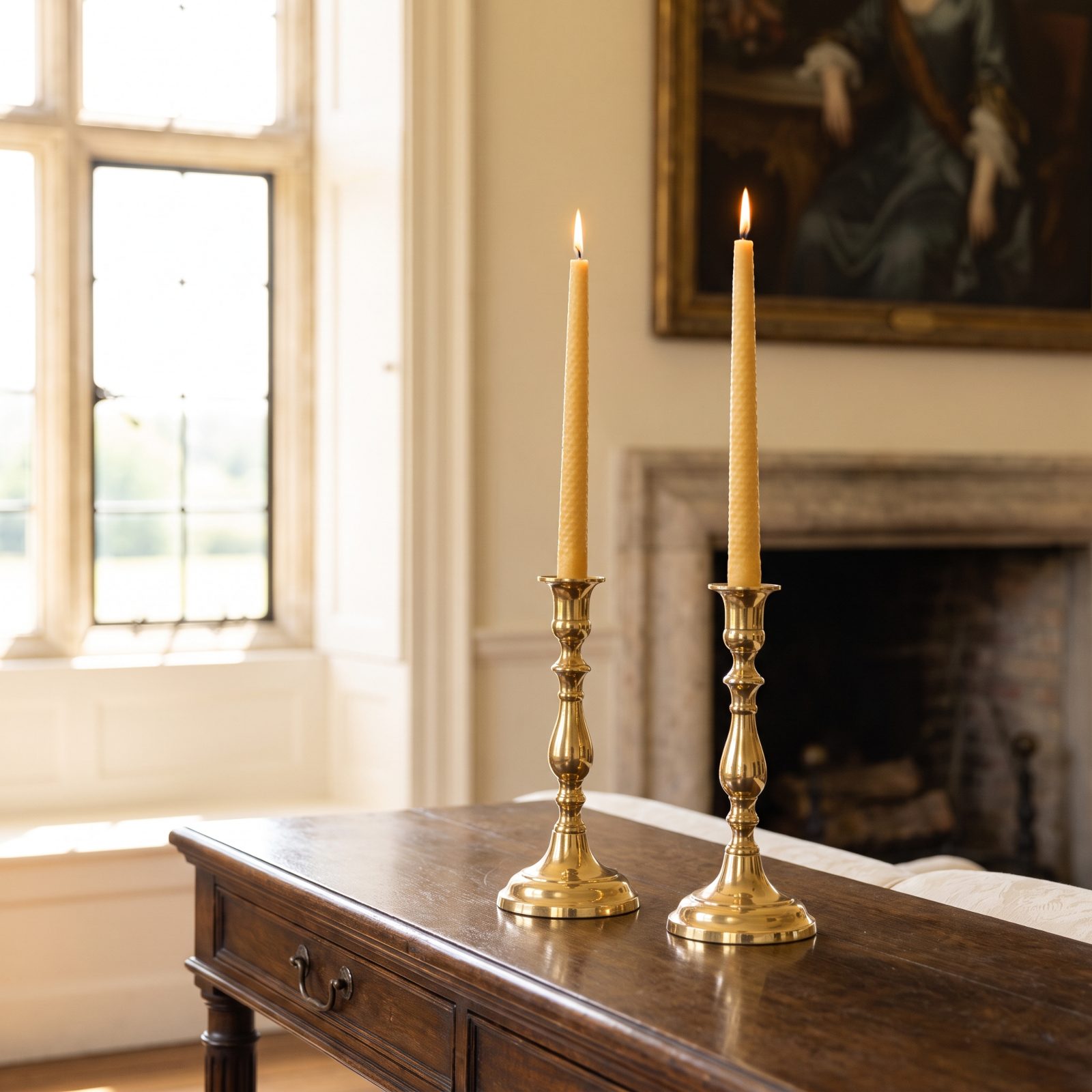 A Pair of Elegant Taper Candles With Holders