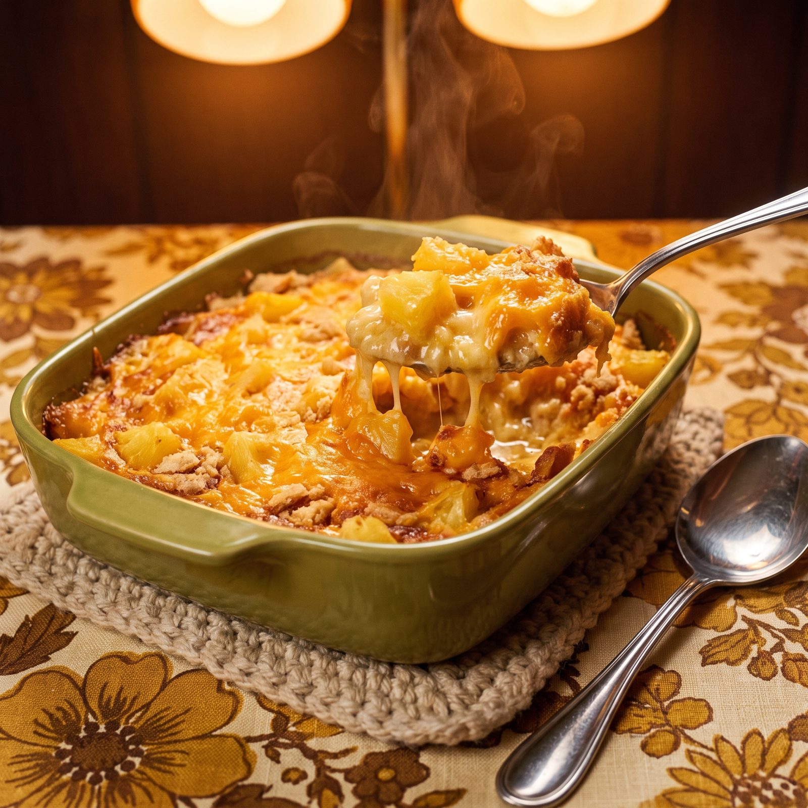 Pineapple and Cheddar Casserole Under a Cracker Crumb Top