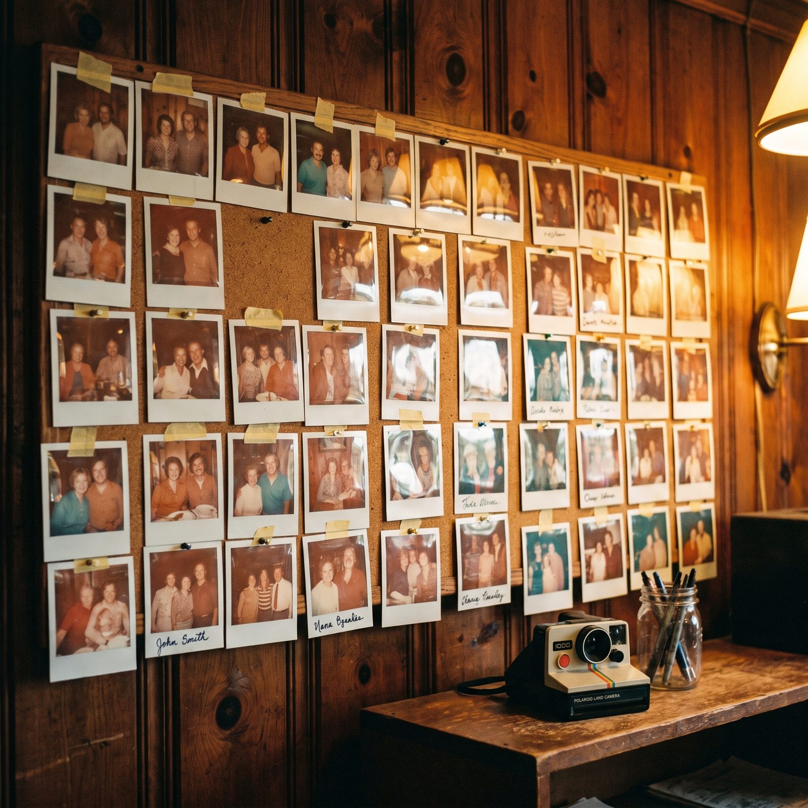 The Polaroid Wall of Regulars Behind the Register