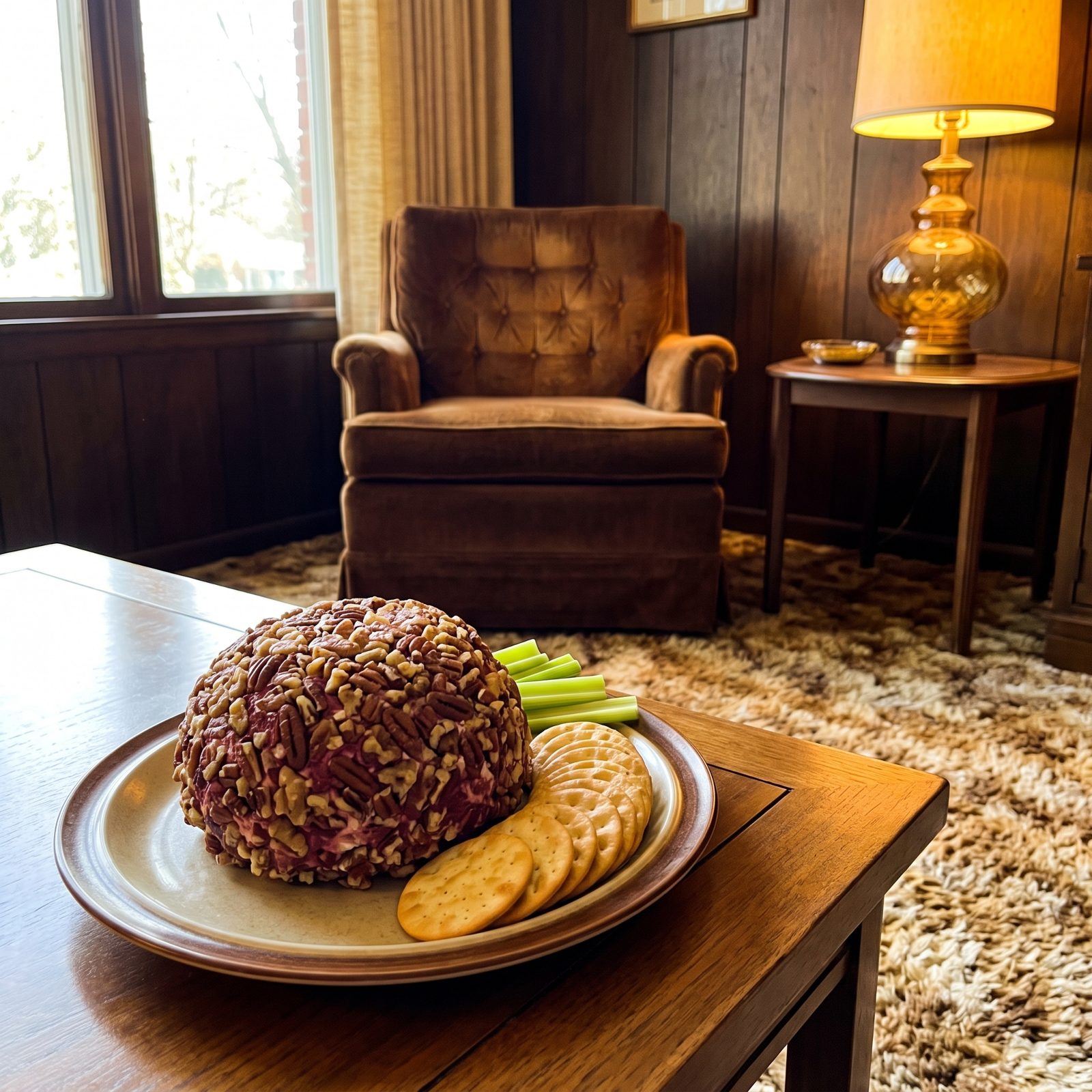 Port-Wine Cheese Ball Rolled in Nuts