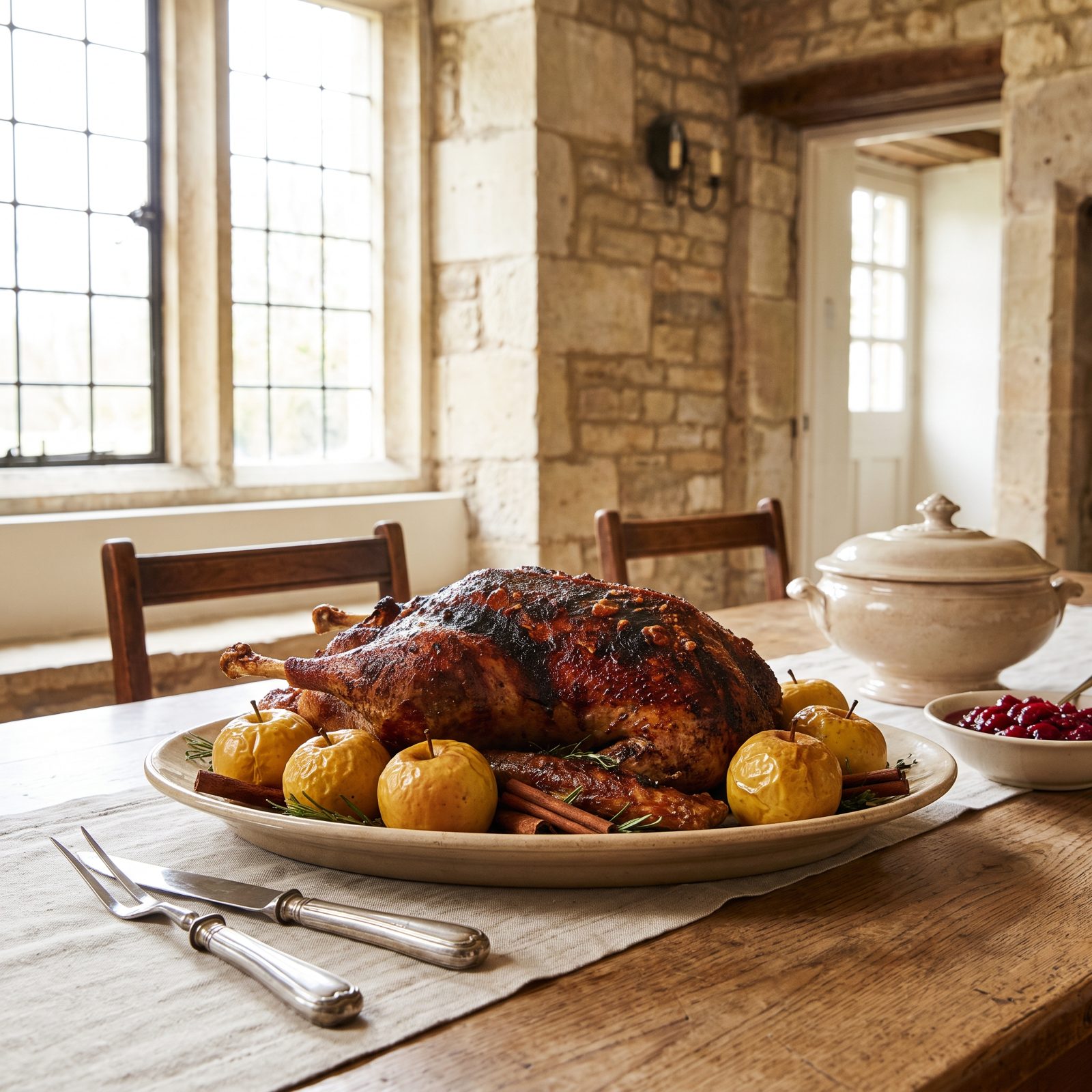 Roast Goose With Baked Apples