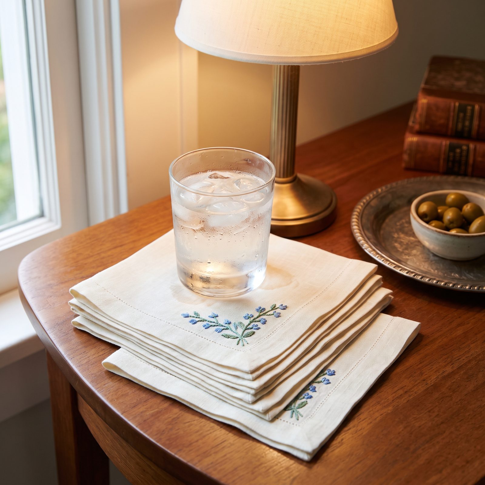A Set of Embroidered Cocktail Napkins