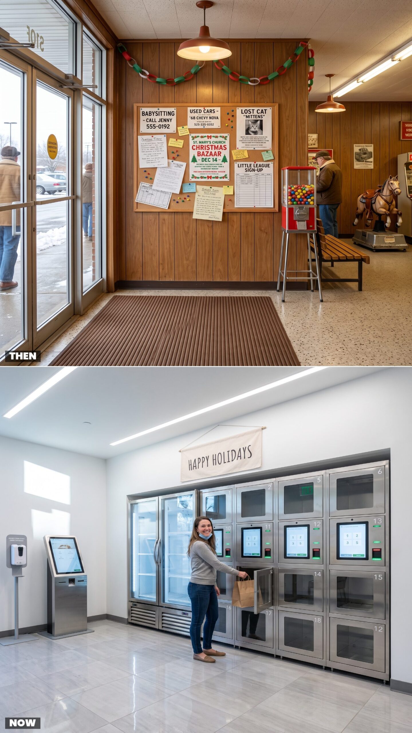 Store Vestibules: Community Bulletin Boards vs. Pickup Lockers
