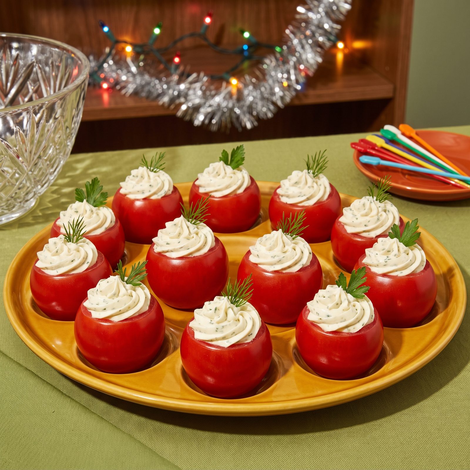 Stuffed Cherry Tomatoes, Each One a Tiny Piped Ordeal