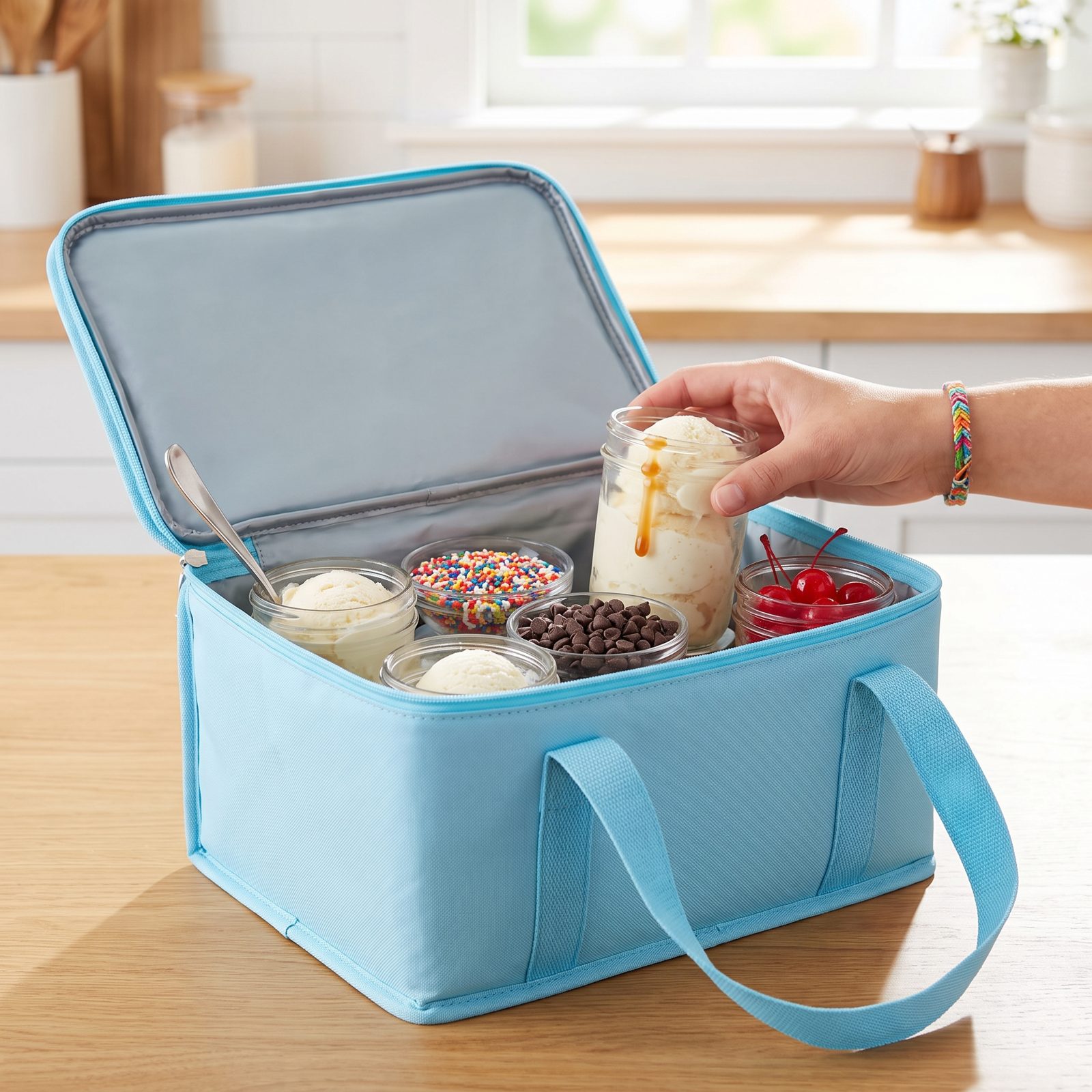 A Sundae Kit Packed in a Chilled Carrier