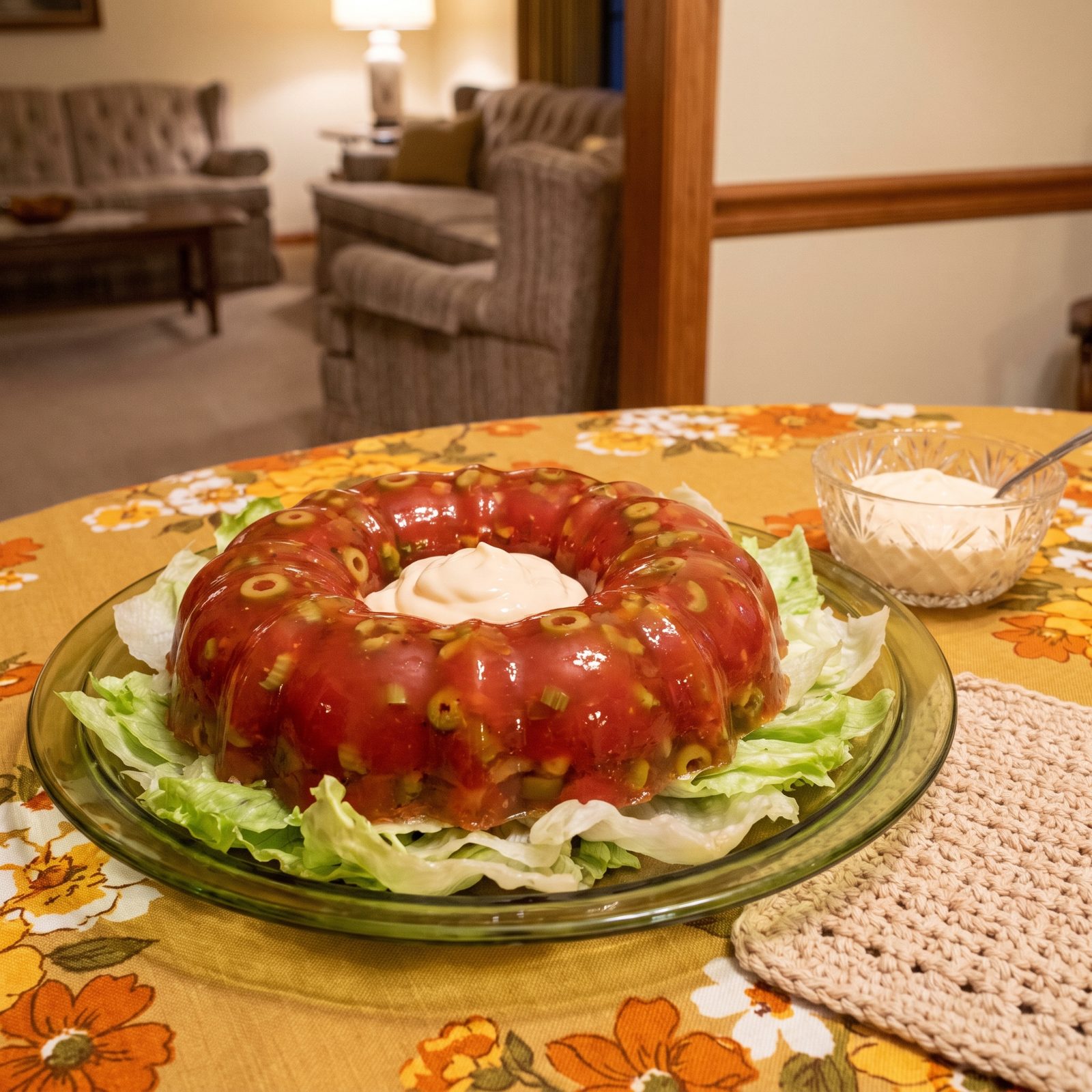 Tomato Aspic Served With Mayonnaise