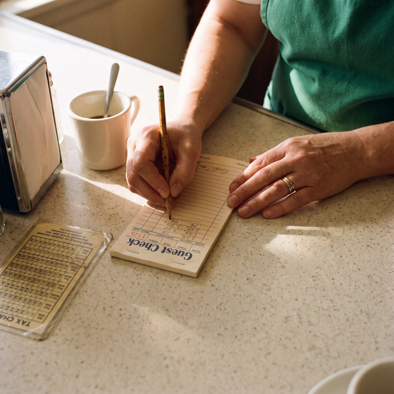 Waitresses Calculating Checks by Hand