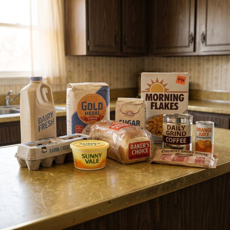 What One Week of Groceries Looked Like for a Typical Family of Four in 1975, Every Item on the Counter