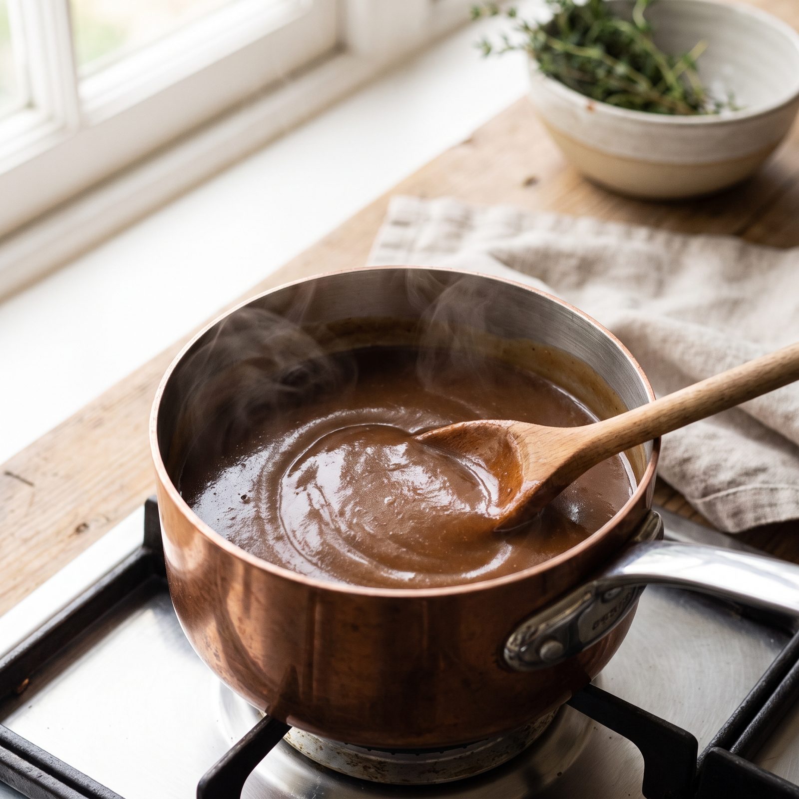 1 Hour Before Carving: Reheat Gravy Gently