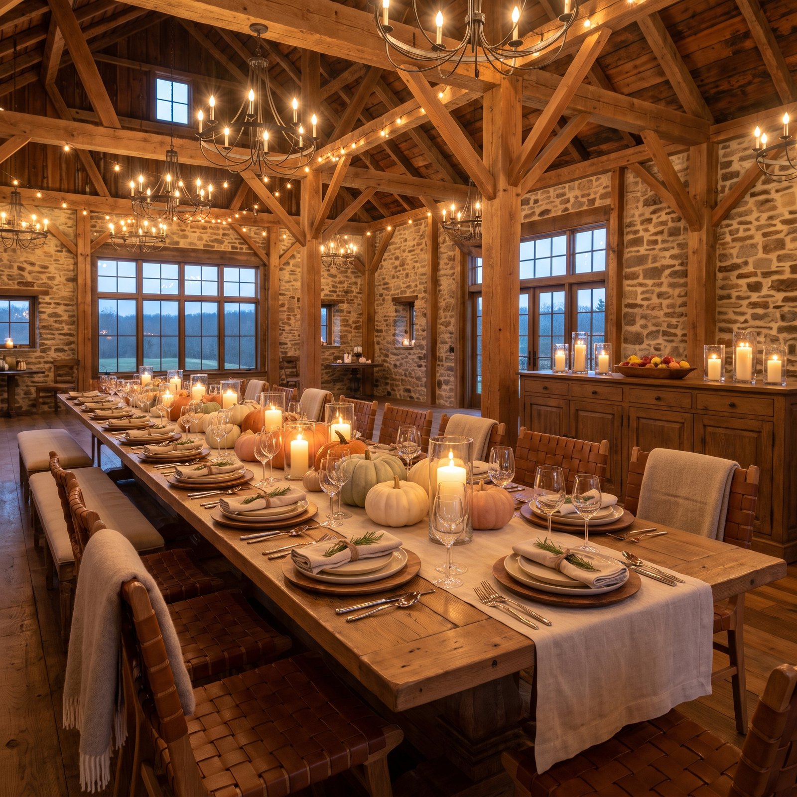 A Farm Table for Twenty in a Converted Barn