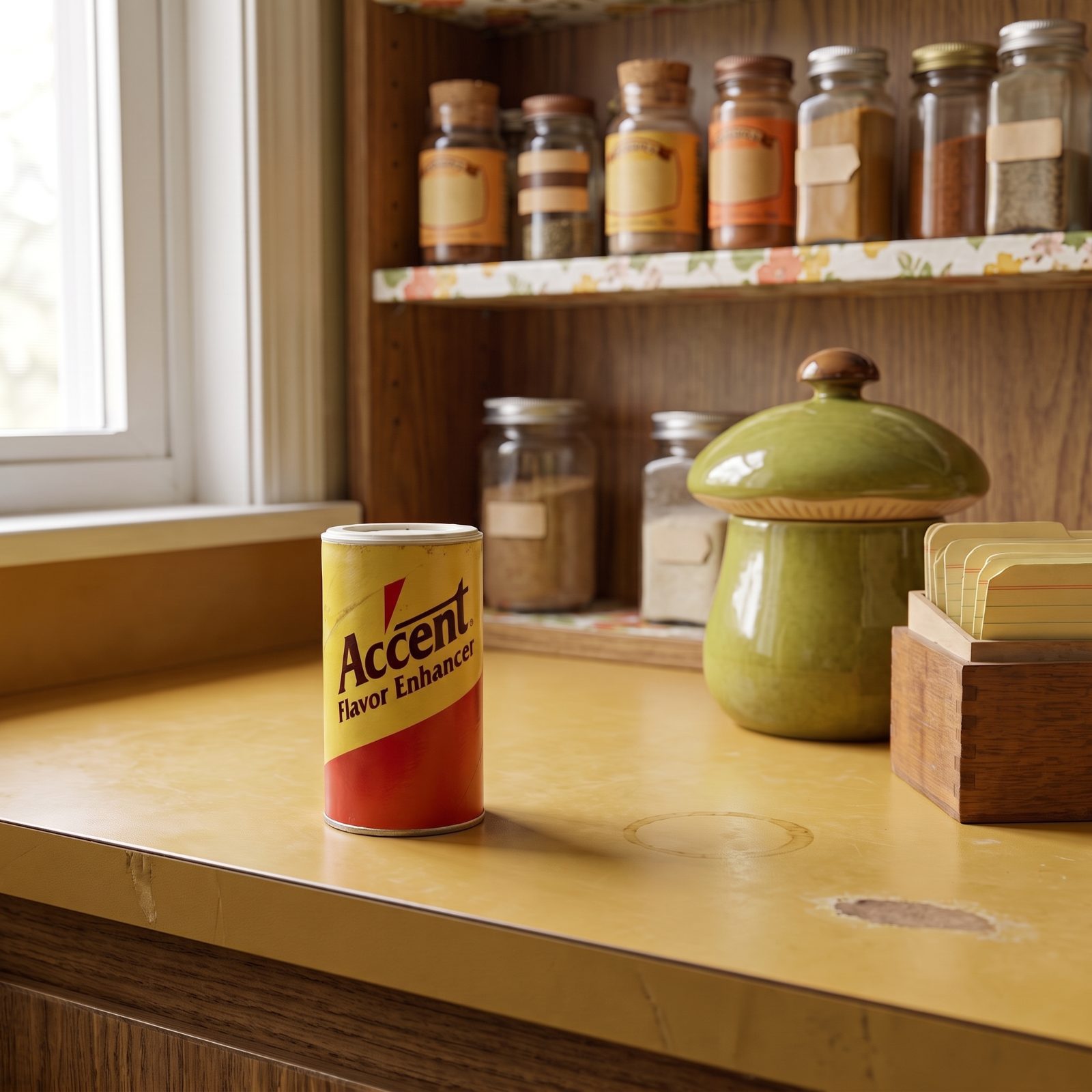 Accent Flavor Enhancer in the Yellow-and-Red Shaker