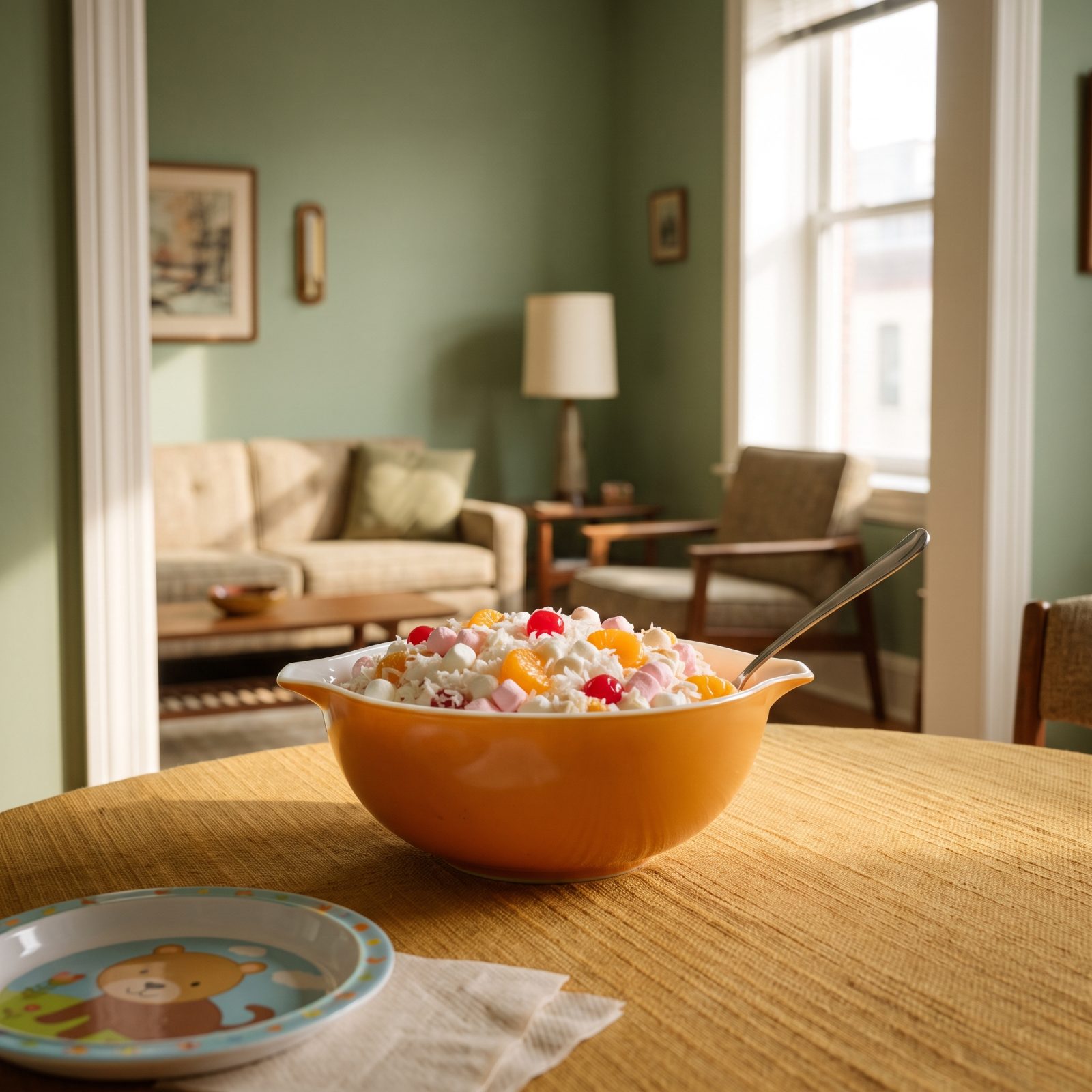 Ambrosia Salad, a Cloud of Mini Marshmallows and Mandarin Oranges