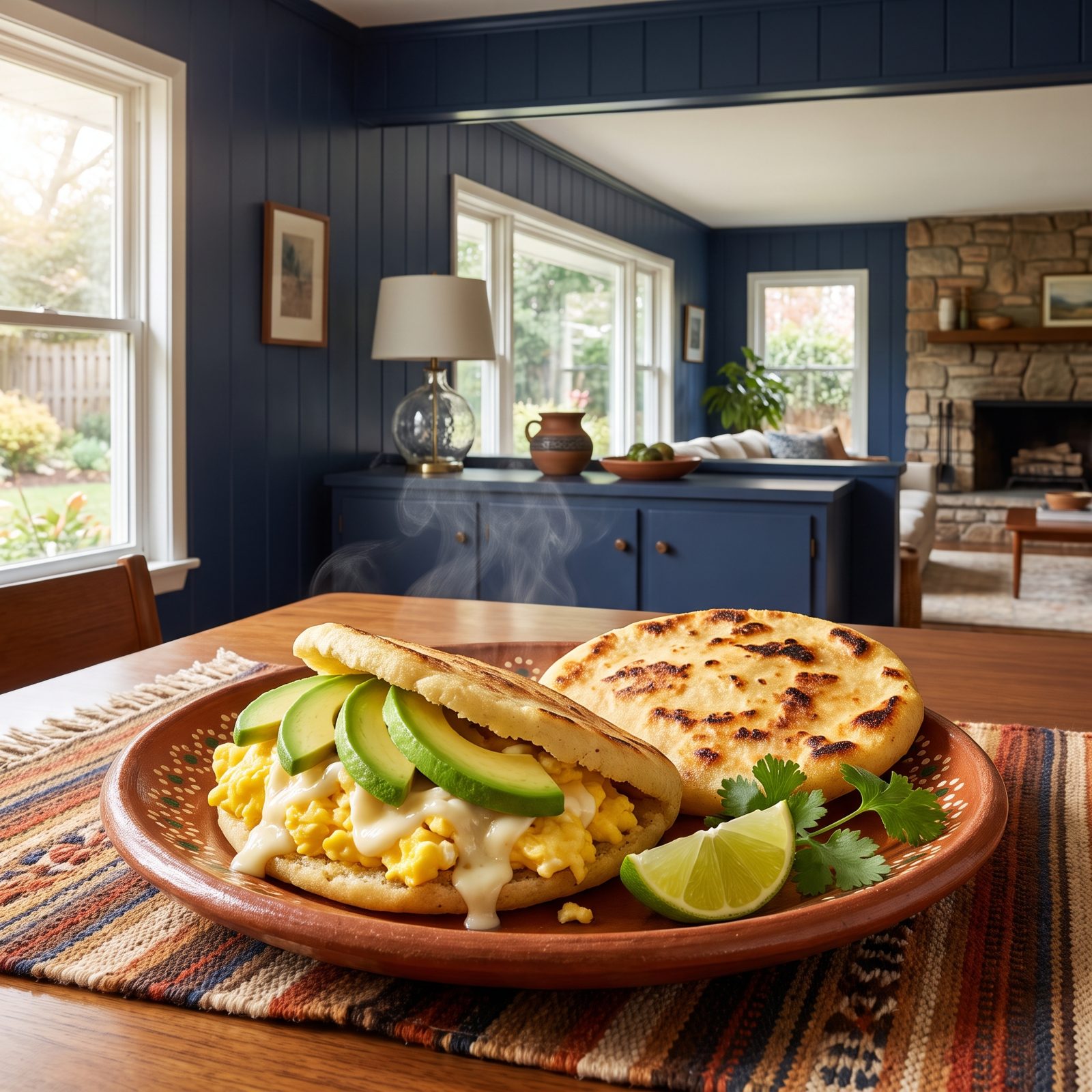 Arepas Stuffed With Eggs, Cheese and Avocado