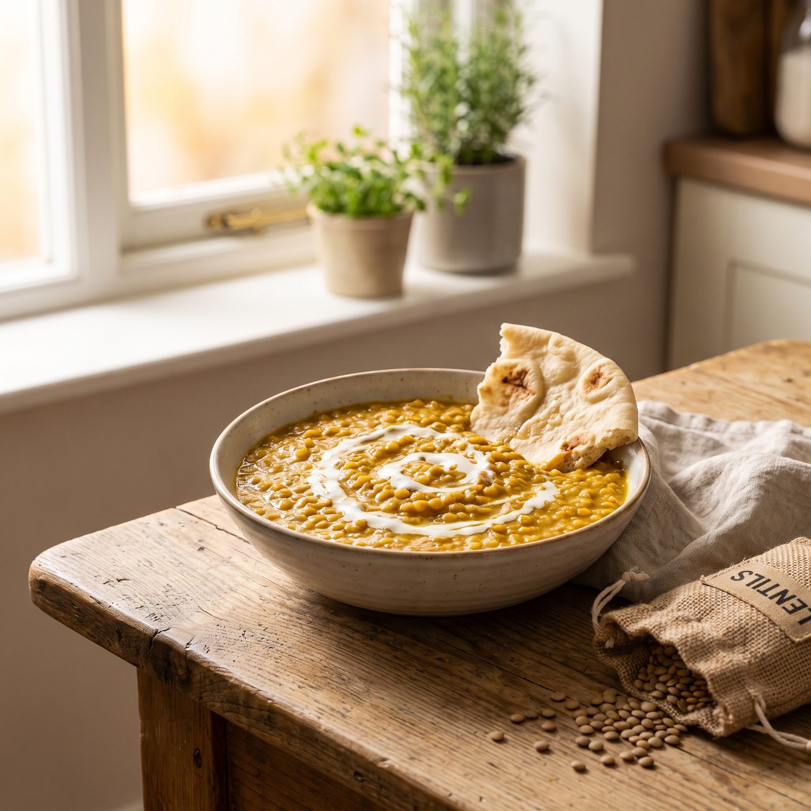 A Bag of Lentils Becomes Coconut Curry With Flatbread