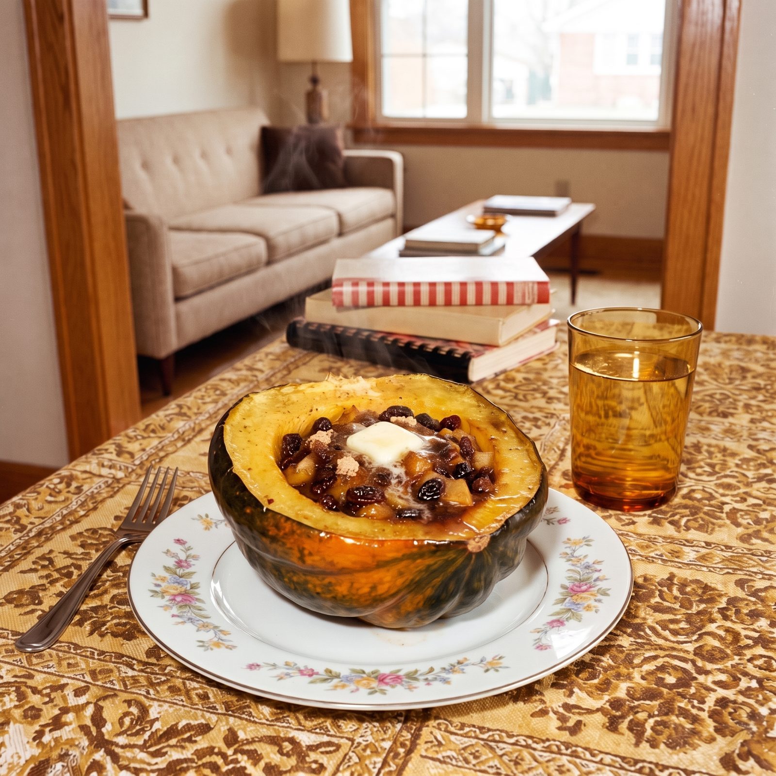 Baked Acorn Squash Halves Filled With Mincemeat