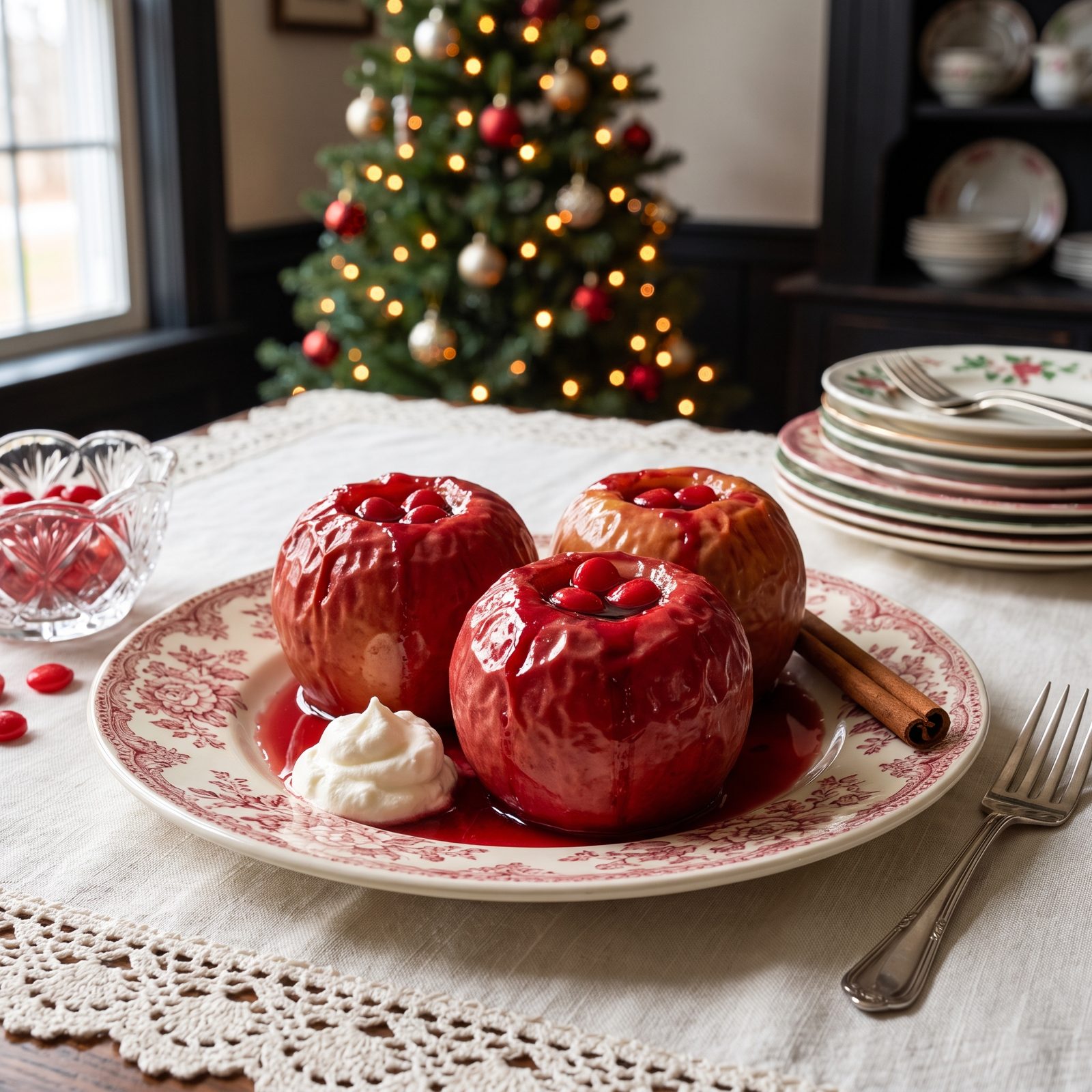 Baked Apples Stuffed With Cinnamon Red-Hot Candies
