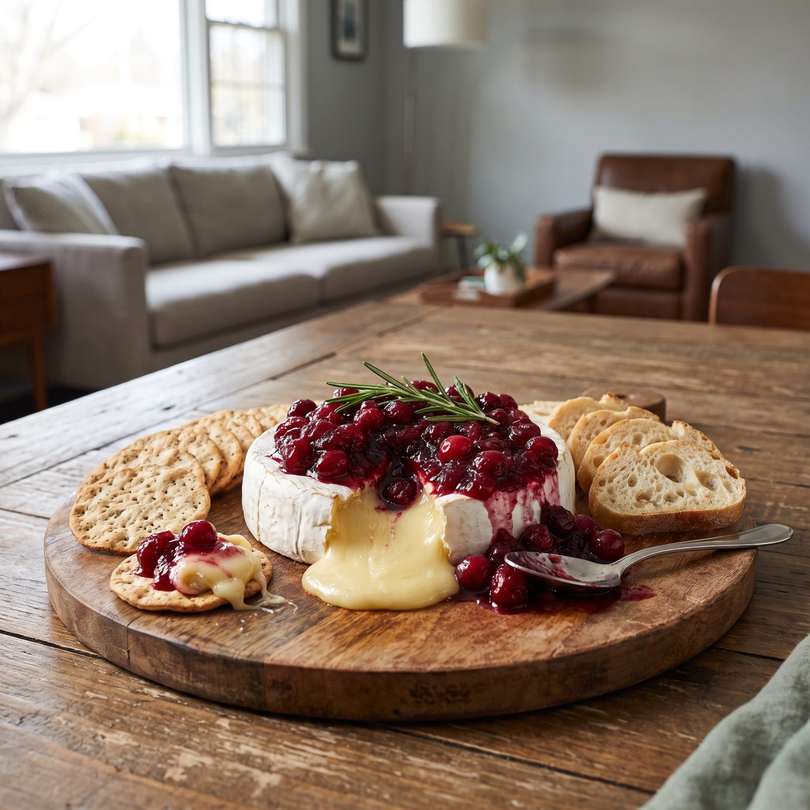 Baked Brie With Cranberry Preserves