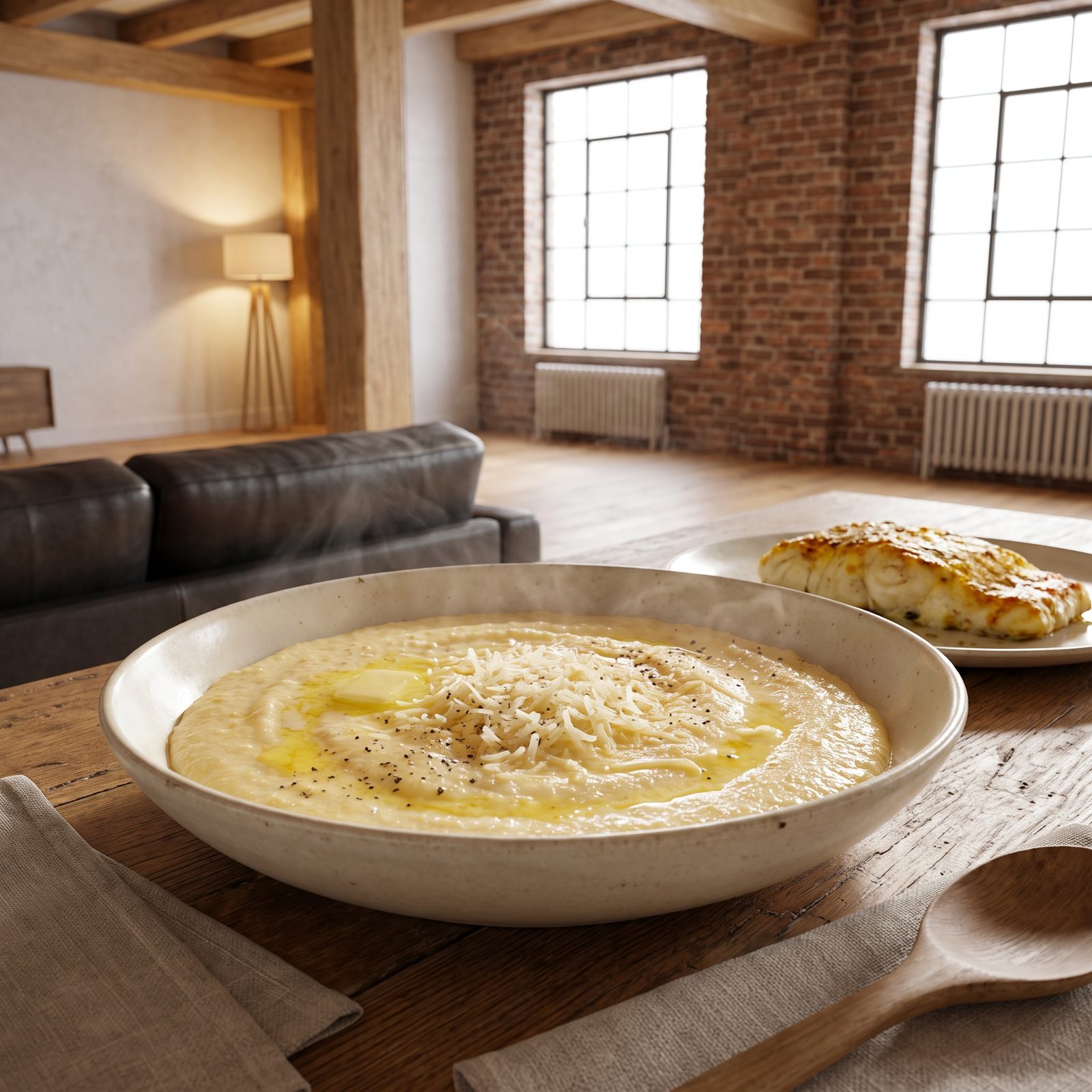 Baked Cod Upstaged by Parmesan Polenta