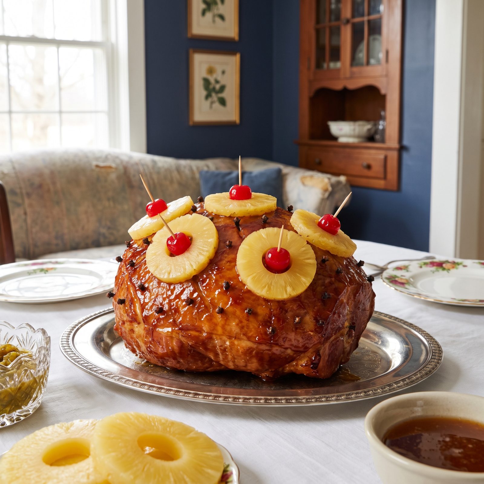 Baked Ham Glazed With Pineapple Rings