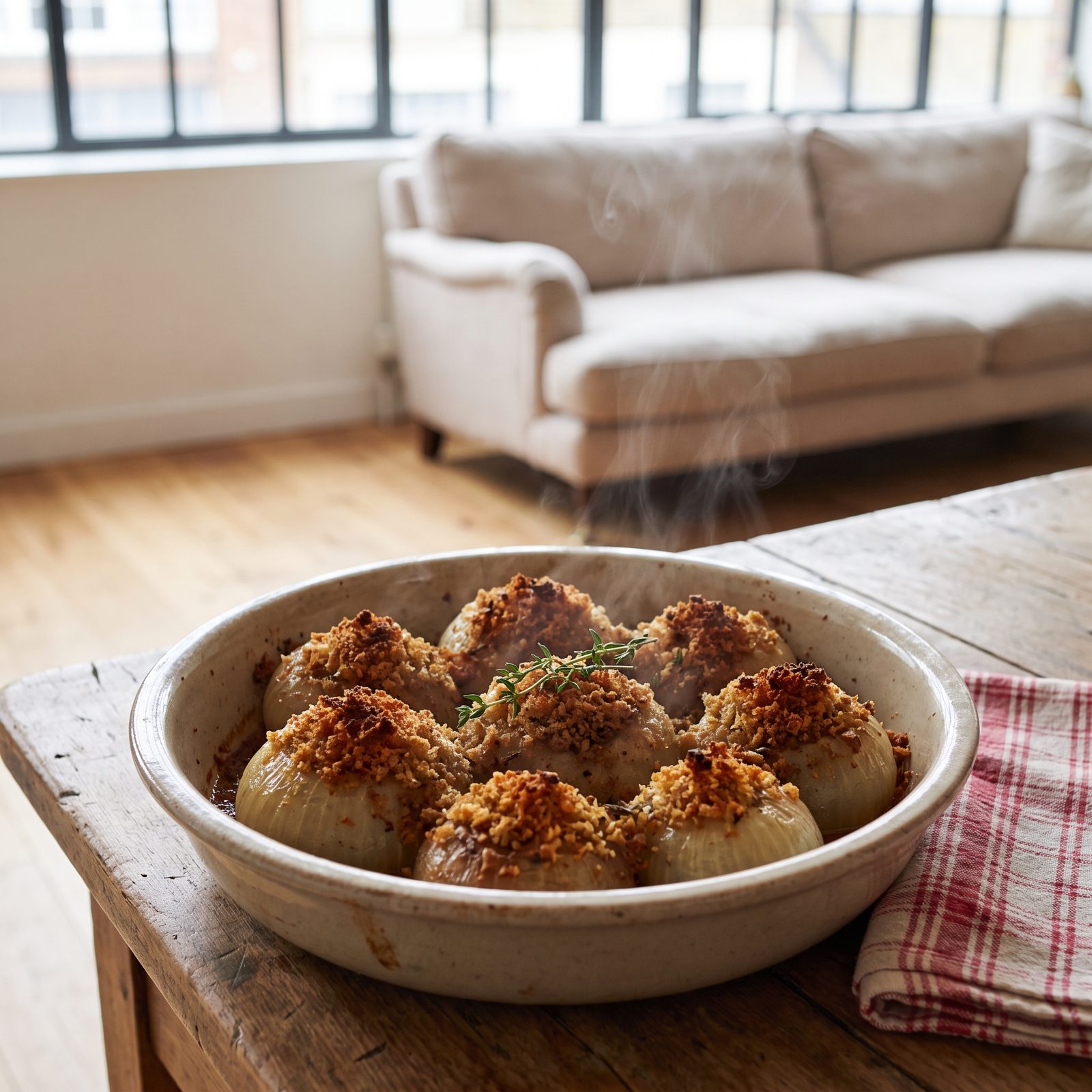 Baked Onions With Buttery Breadcrumbs