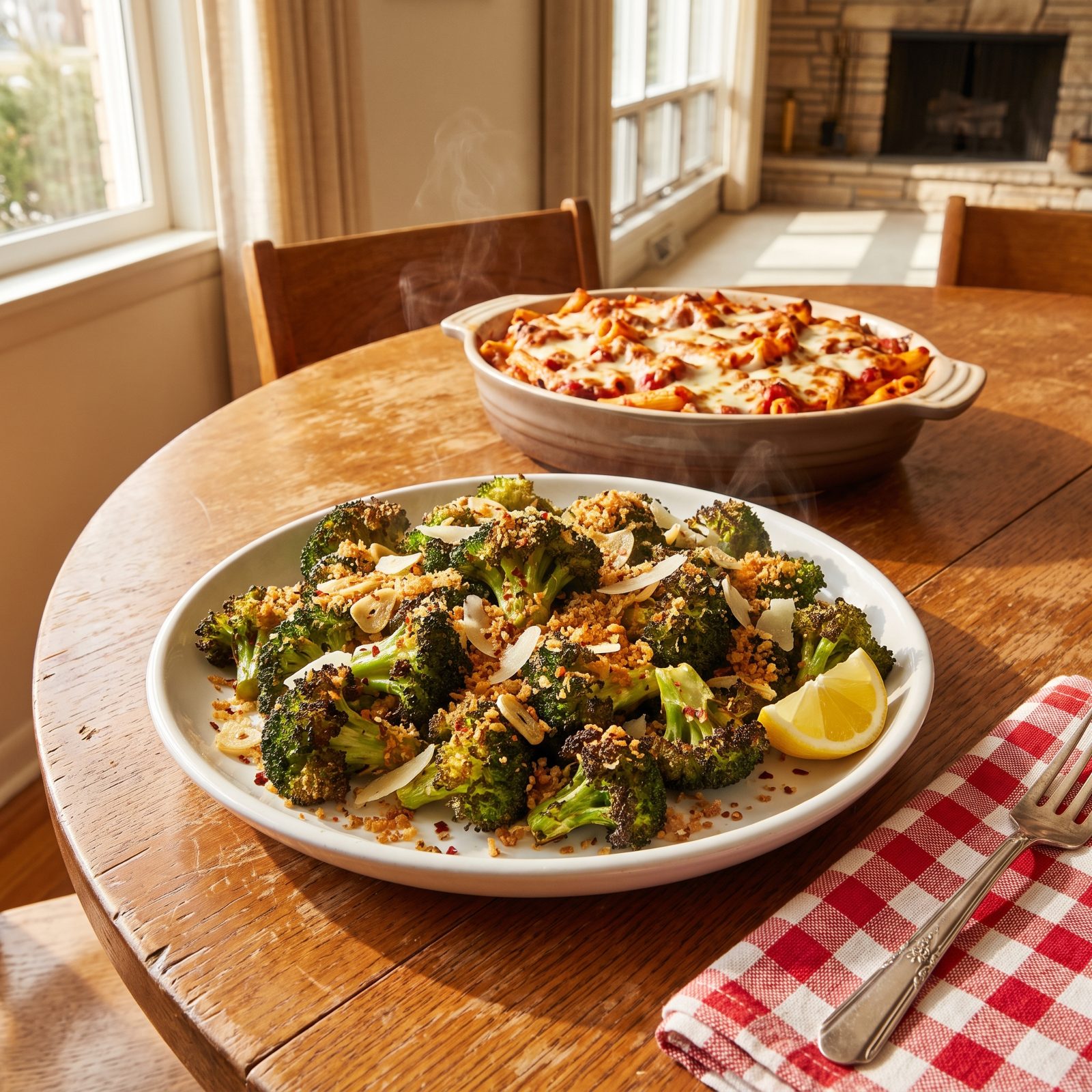 Baked Ziti Upstaged by Roasted Broccoli With Breadcrumbs