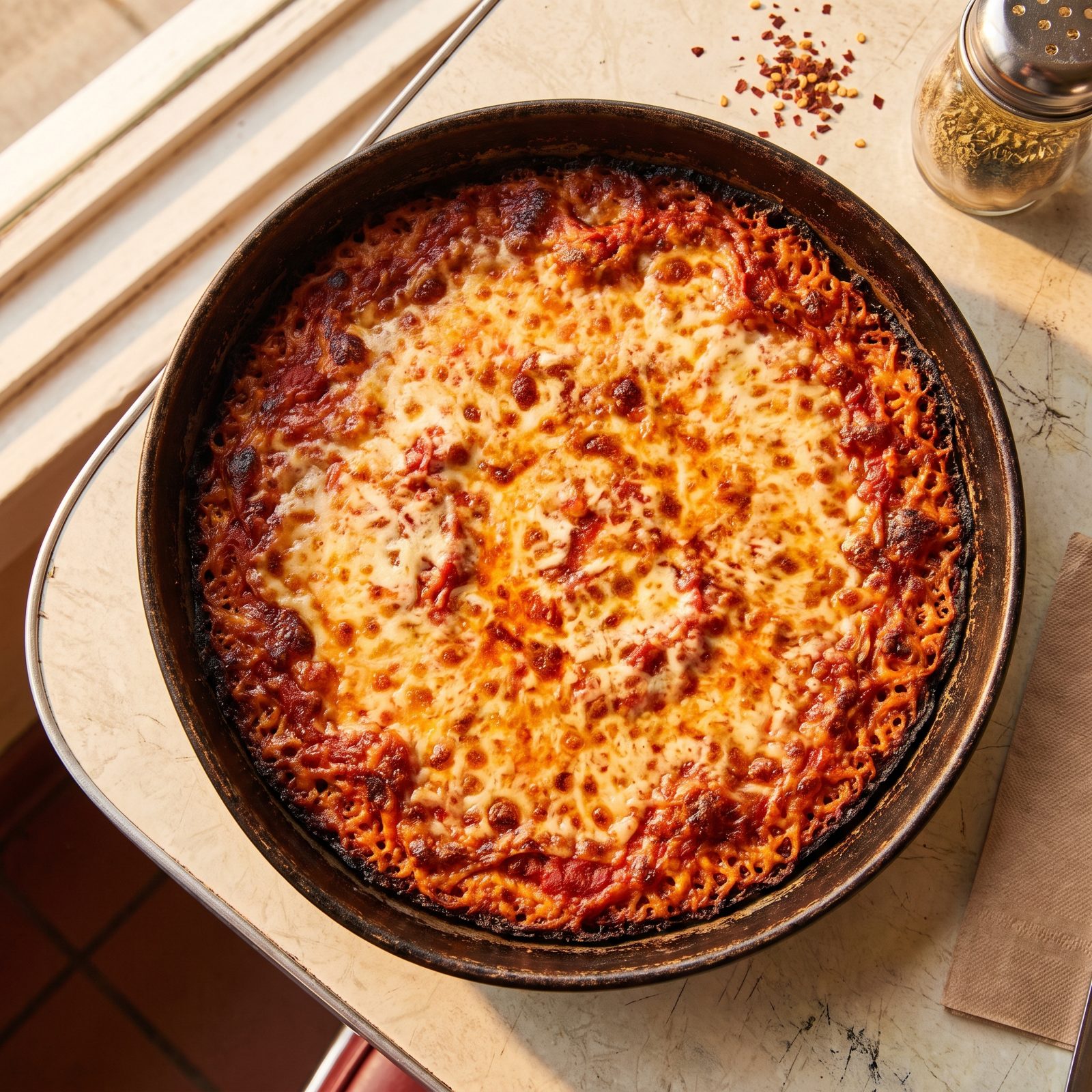 Bar Pie With Cheese Spread Right to the Rim