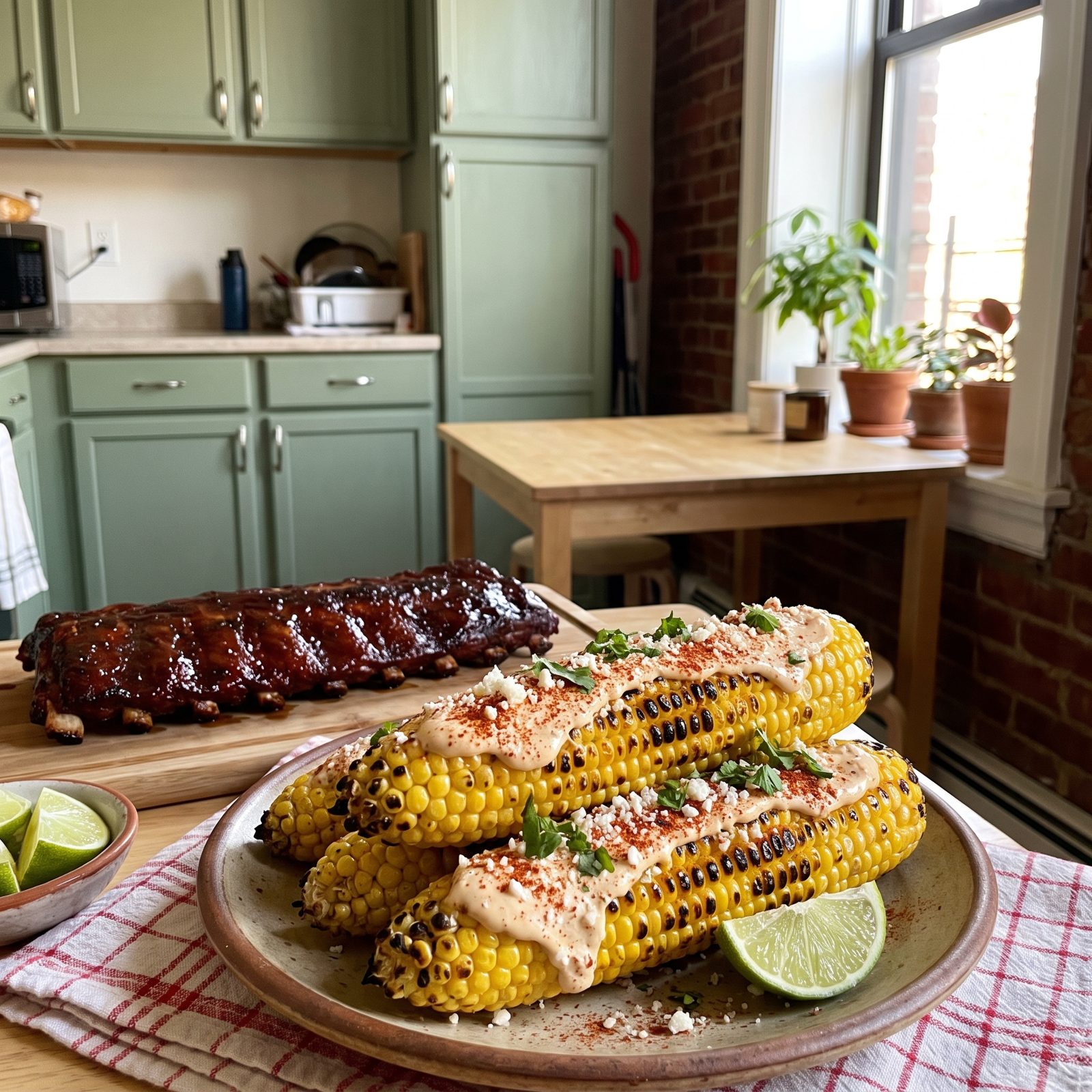Barbecue Ribs Upstaged by Charred Street Corn