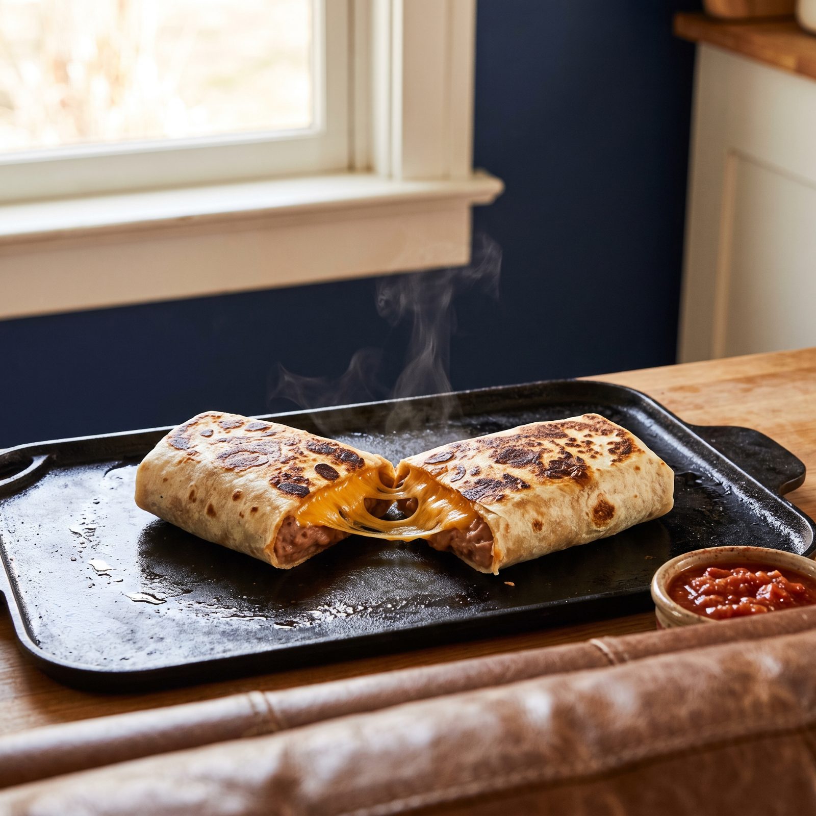 Bean and Cheese Burrito Toasted on the Griddle