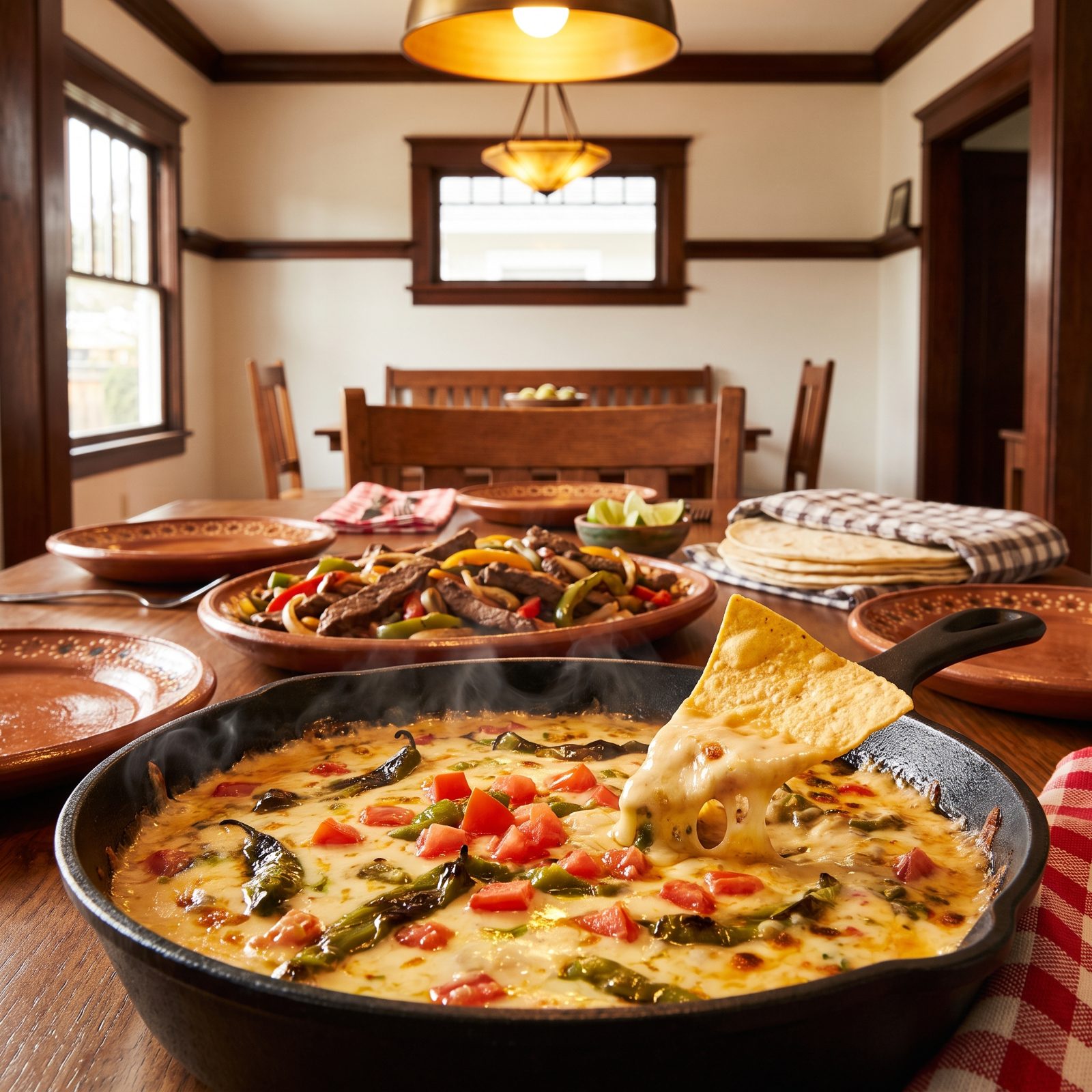 Beef Fajitas Upstaged by Skillet Queso