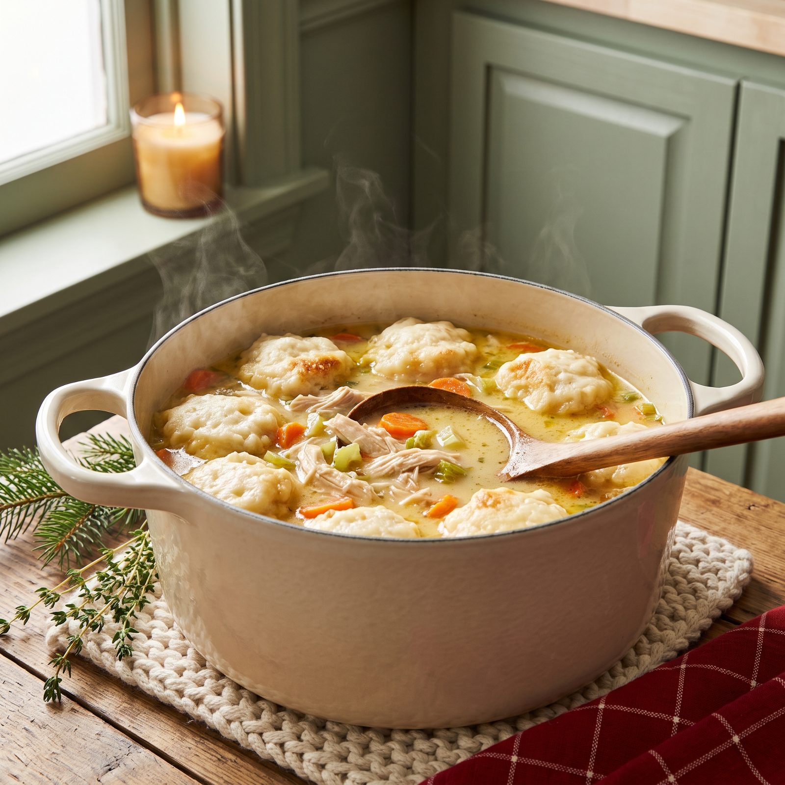 A Big Pan of Chicken and Dumplings