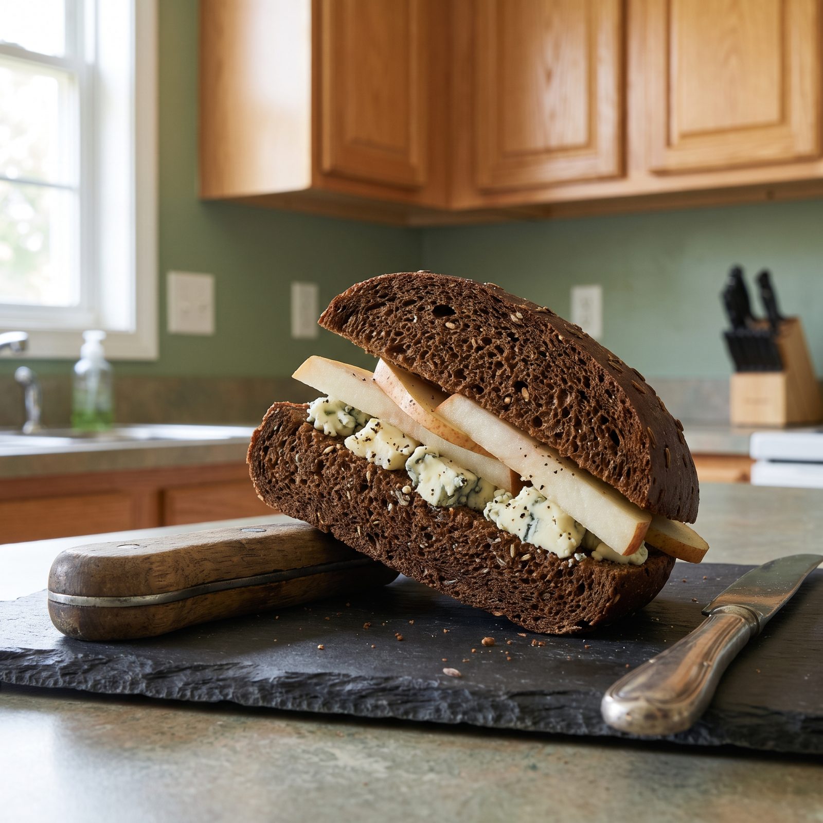 Blue Cheese and Pear on Rye